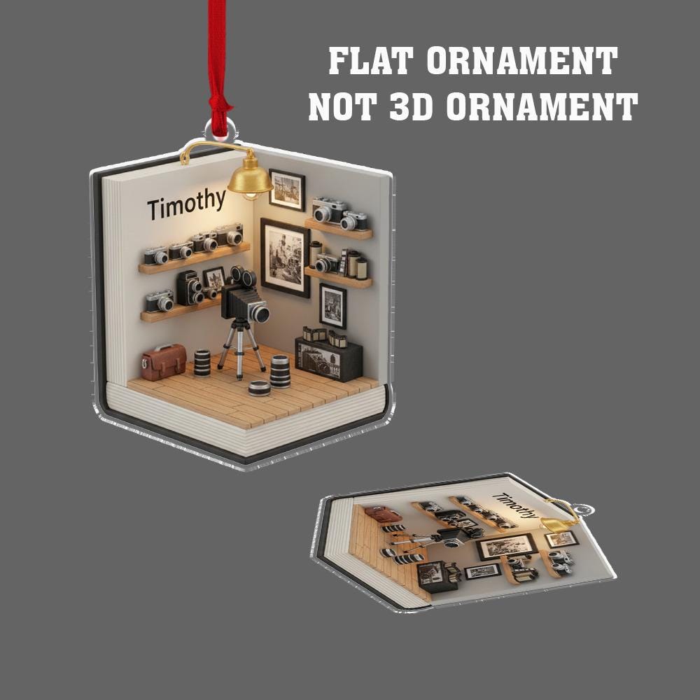 Personalized Camera Room Ornament, Acrylic Photographer Studio Decoration with Vintage Camera Display