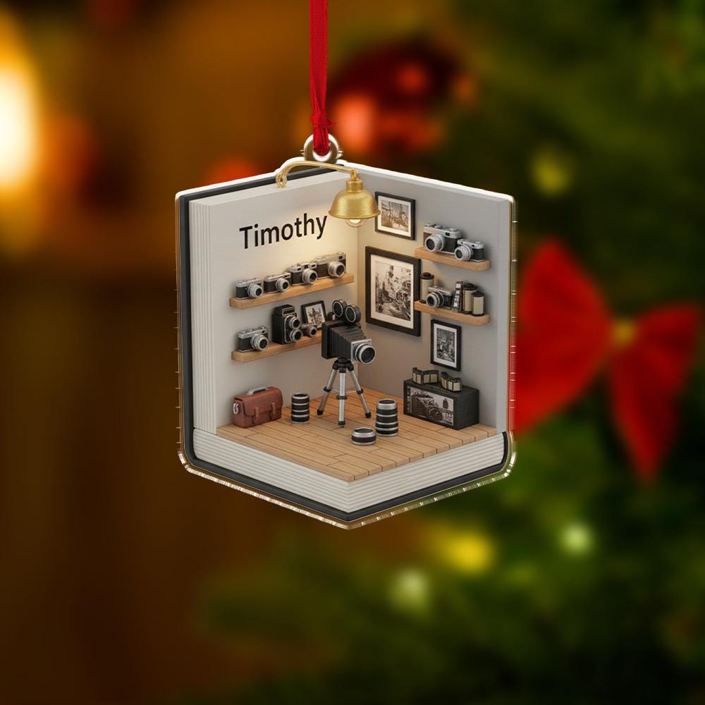 Personalized Camera Room Ornament, Acrylic Photographer Studio Decoration with Vintage Camera Display