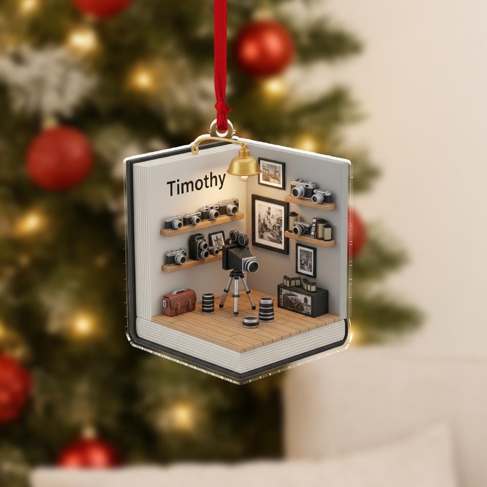 Personalized Camera Room Ornament, Acrylic Photographer Studio Decoration with Vintage Camera Display