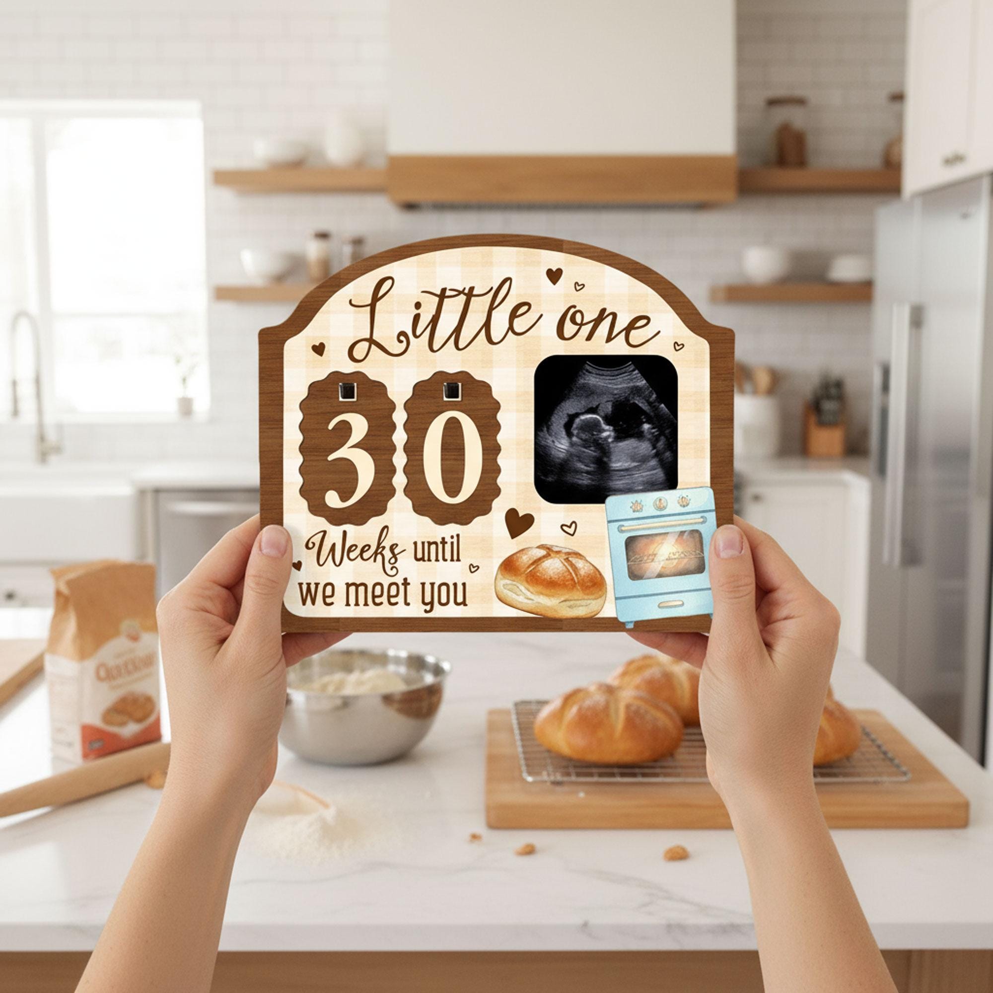 Custom Ultrasound Countdown Gift for Expecting Parents: Kitchen Decor Baby Reveal image 1