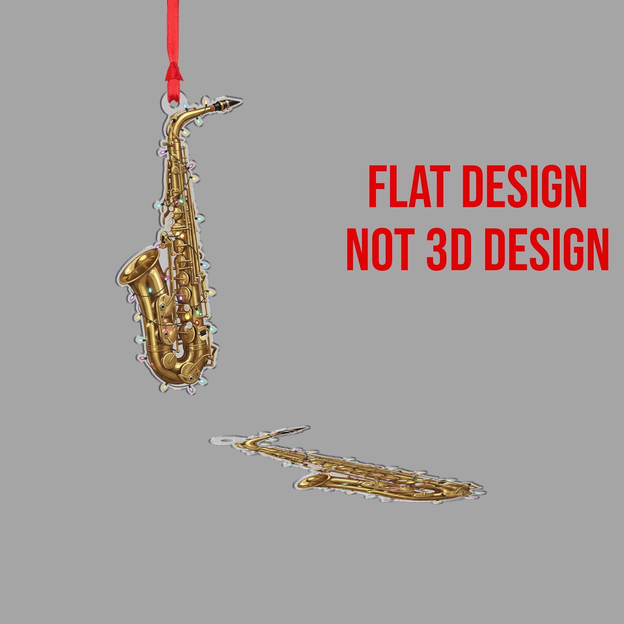 Saxophone Christmas Ornament – Musical Instrument Design with Holiday Lights
