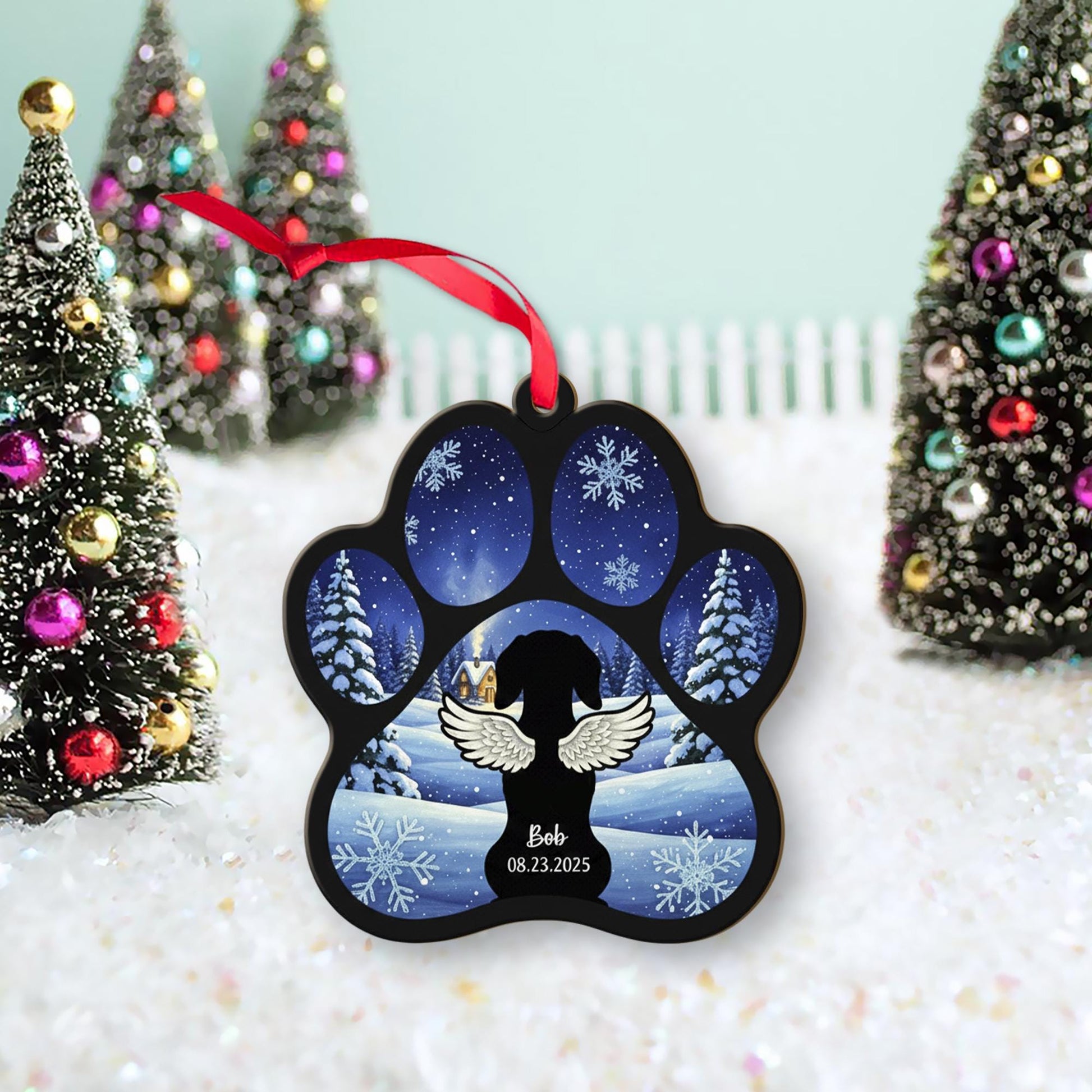 Personalized Paw Print Angel Wings Ornament – Pet Memorial Paw Keepsake