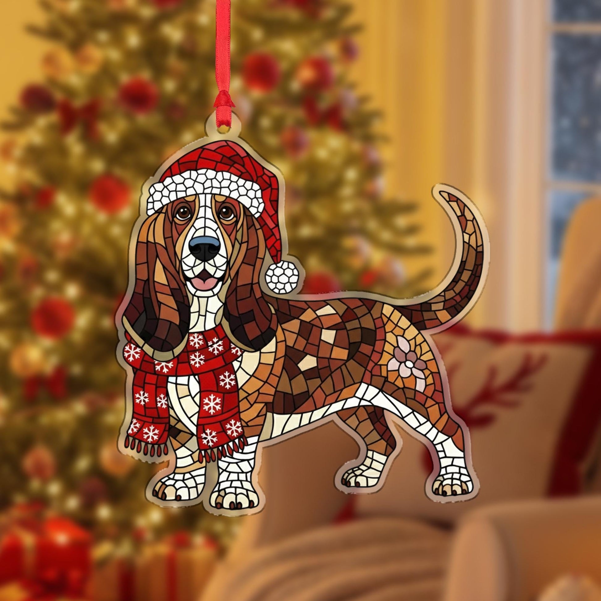 Personalized Dog Mosaic Ornament – Pet Portrait Keepsake