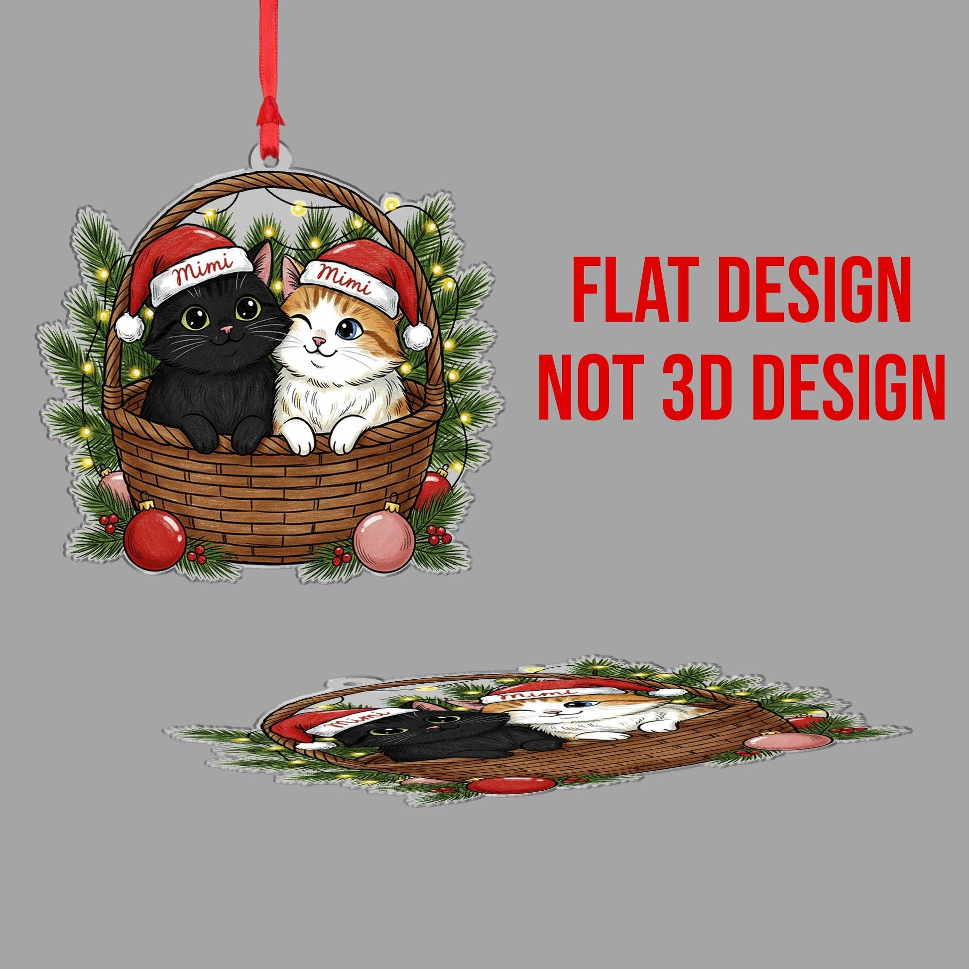 Personalized Cat Ornament – Christmas Cat Duo in Basket
