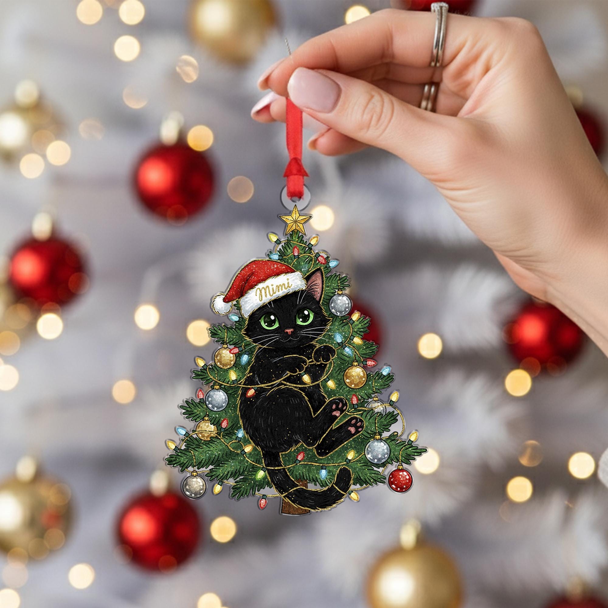 Personalized Black Cat Ornament – Cat Lover Gift