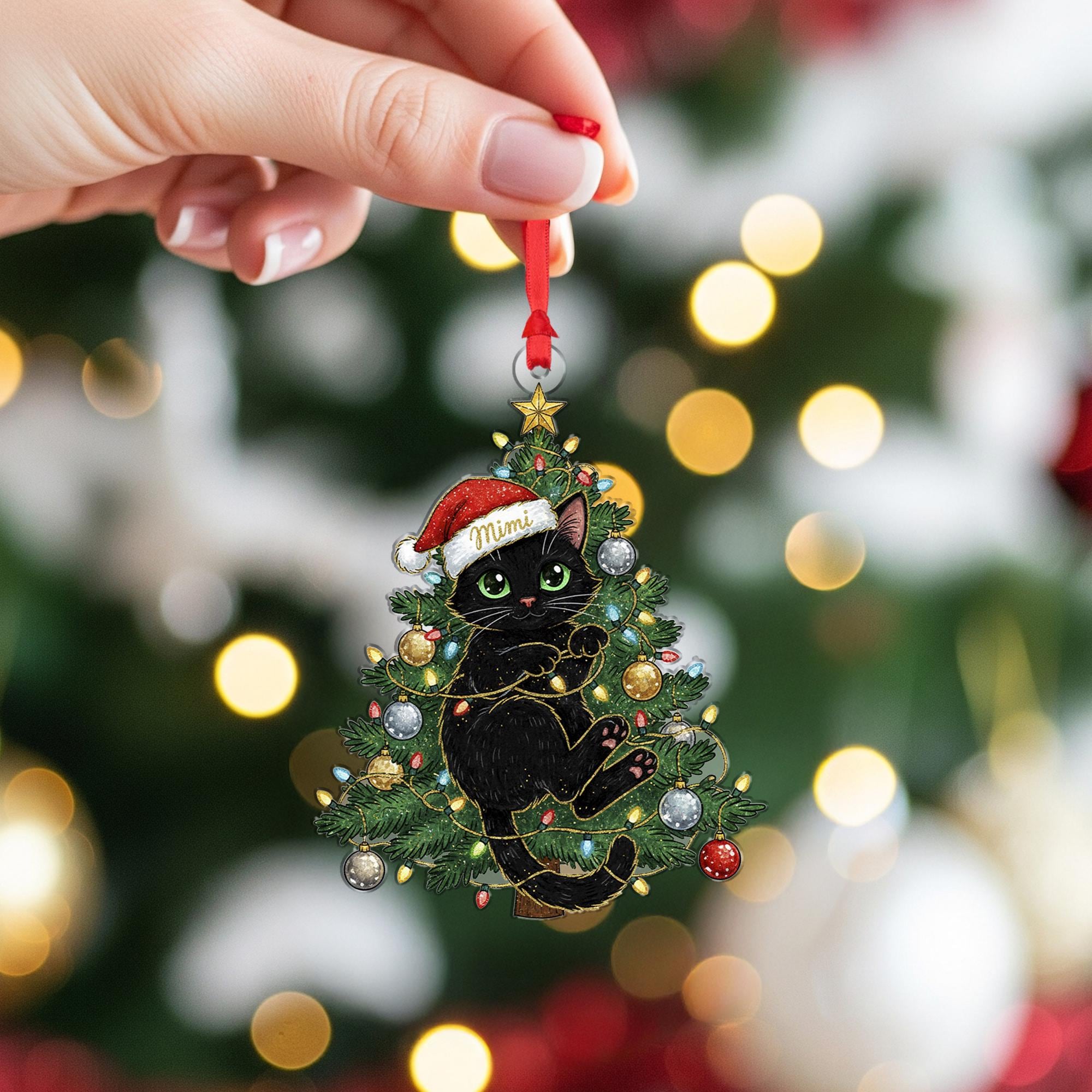 Personalized Black Cat Ornament – Cat Lover Gift