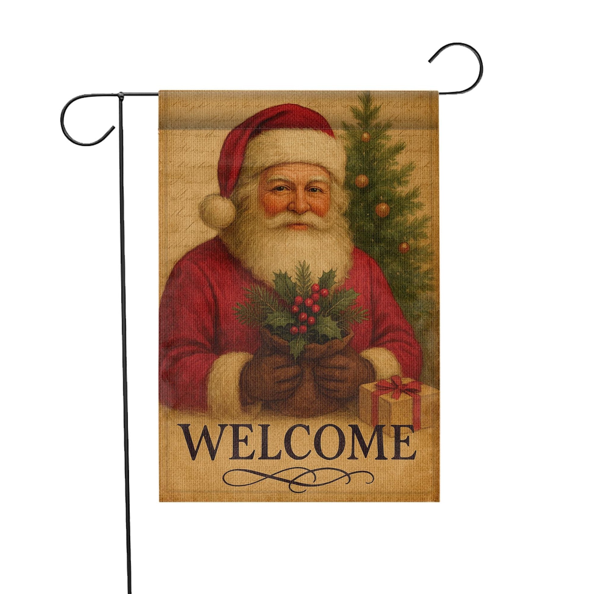 Welcome Santa Garden Flag: Outdoor Christmas Flag