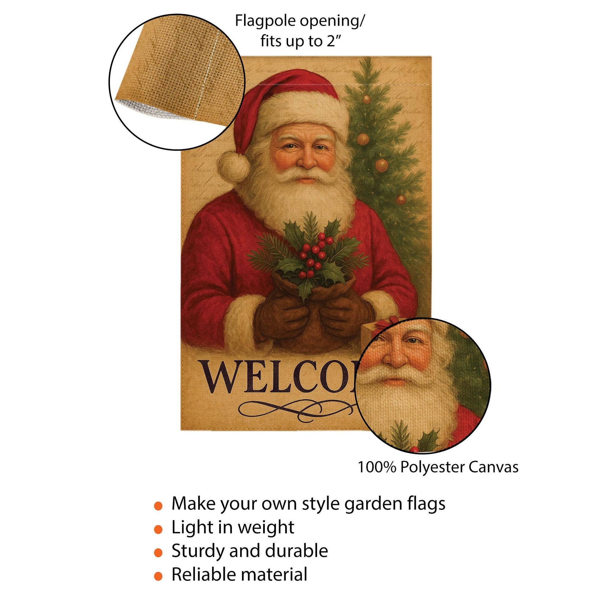 Welcome Santa Garden Flag: Outdoor Christmas Flag