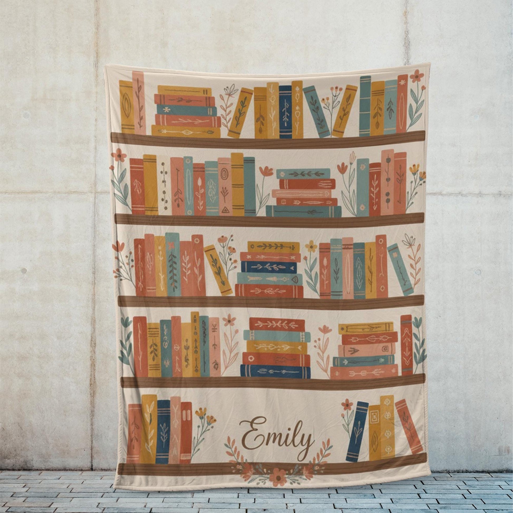 Personalised Bookshelf Throw Blanket – Custom Name, Soft Microfleece Reading-Nook Print image 3