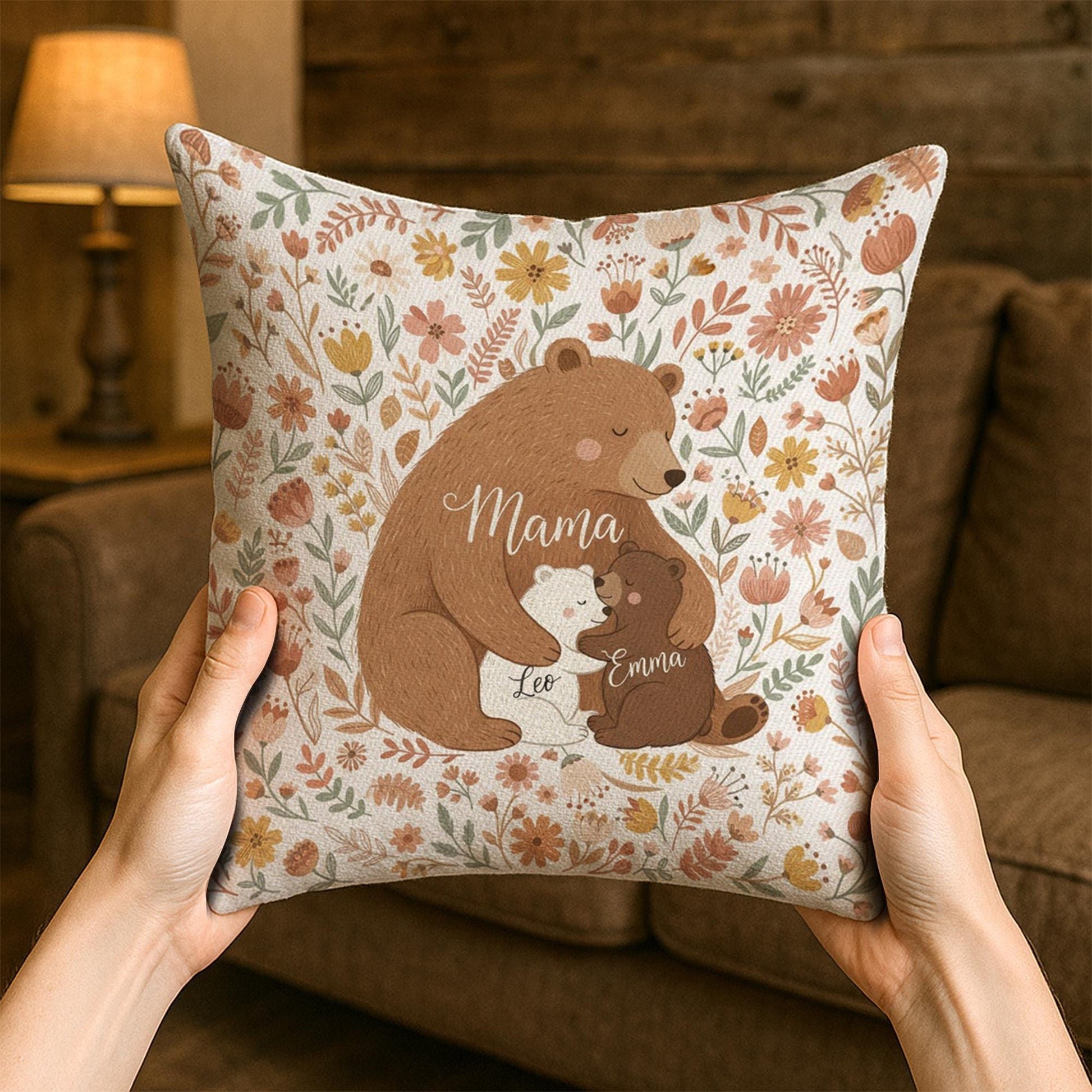 Personalised Mama Bear Pillow – Custom Name, Soft Polyester Throw Pillow image 3