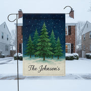 Personalized Winter Tree Garden Flag: Custom Name Christmas Yard Flag