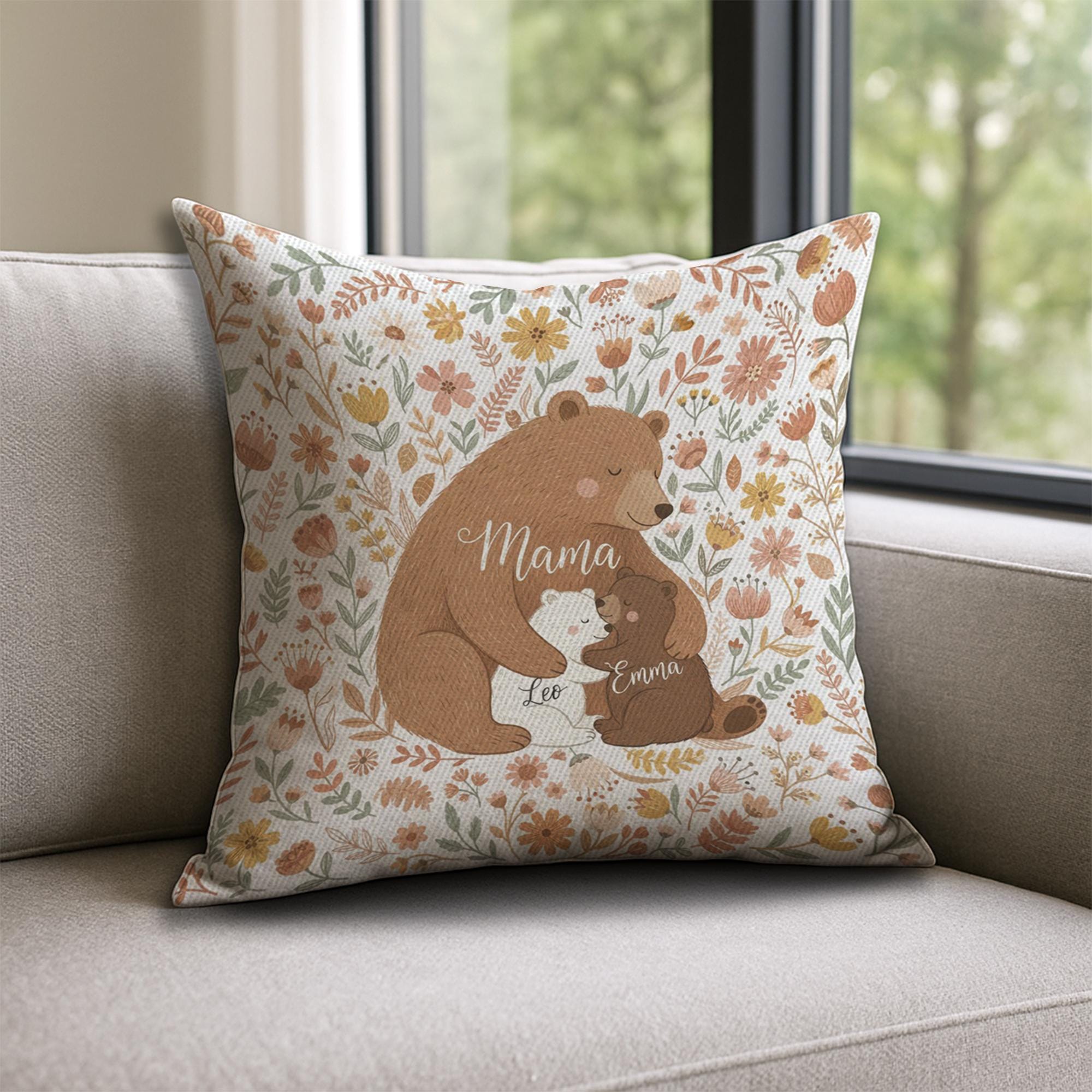 Personalised Mama Bear Pillow – Custom Name, Soft Polyester Throw Pillow image 2