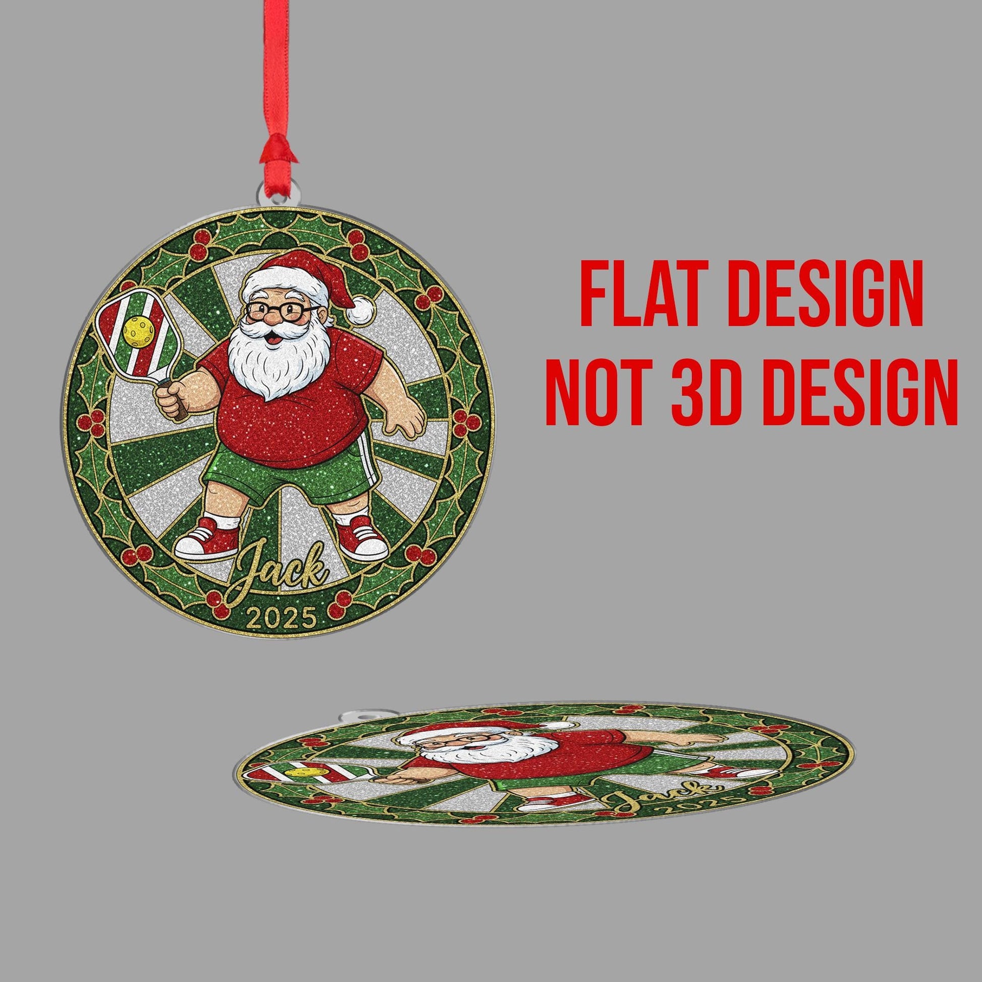 Pickleball Santa Ornament – Personalized Christmas Sports Gift