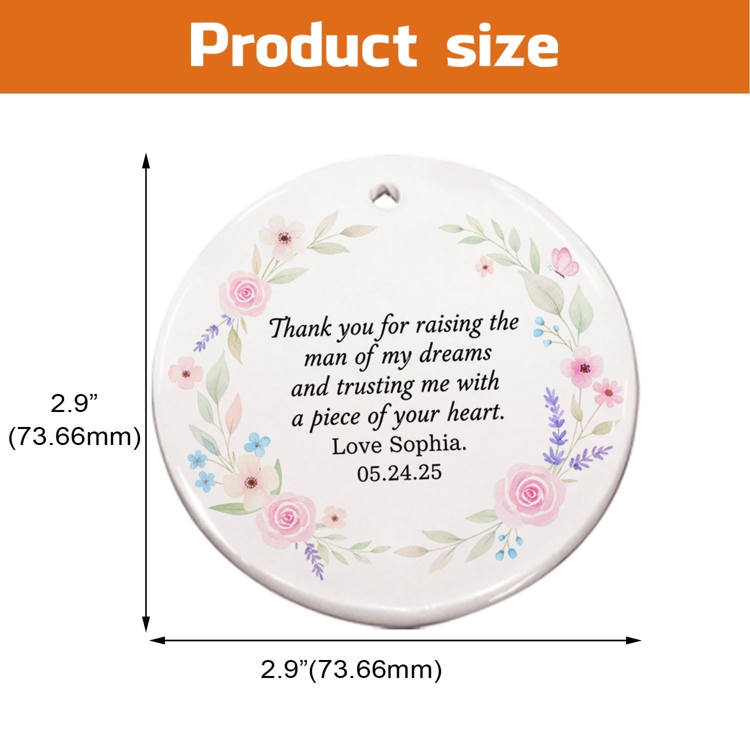 Mother of the Groom Gift Ornament – Personalized Wedding Thank You Ceramic Ornament image 5