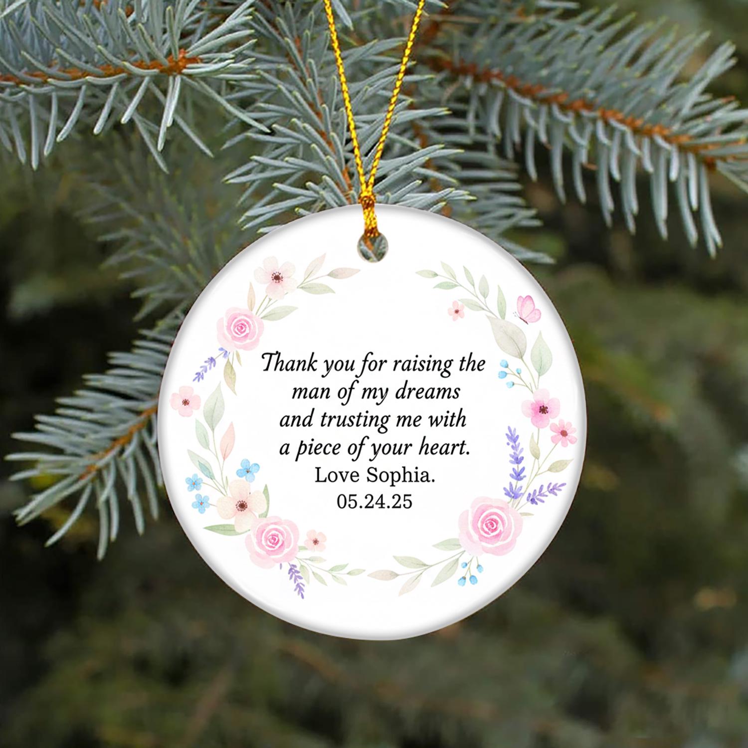 Mother of the Groom Gift Ornament – Personalized Wedding Thank You Ceramic Ornament image 4