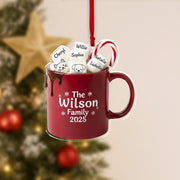 Personalised Hot Cocoa Mug Christmas Ornament – “Family Name” Custom Names image 1