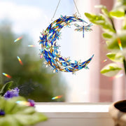 Hologram Acrylic Moon Window Decor – Crescent Design with Hanging Dragonfly Piece image 1