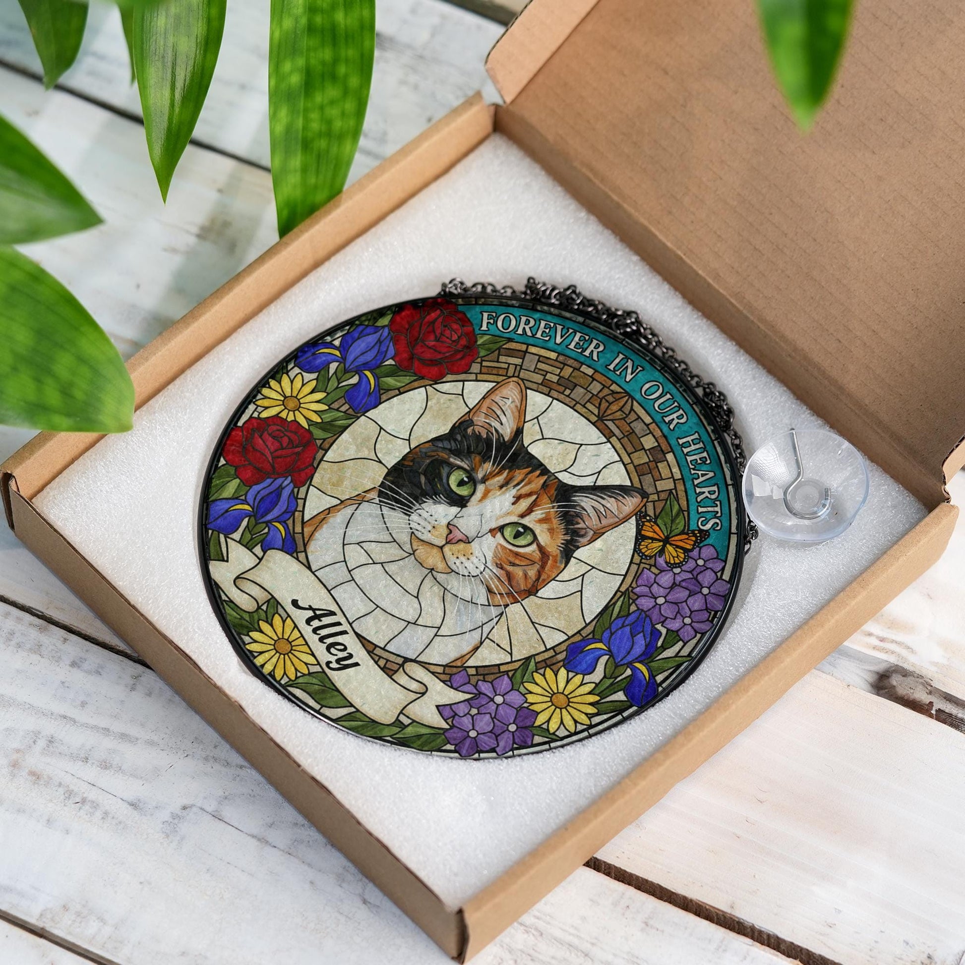 Pet Memorial Suncatcher – Custom Faux Stained Glass Pet Portrait Window Decor image 5