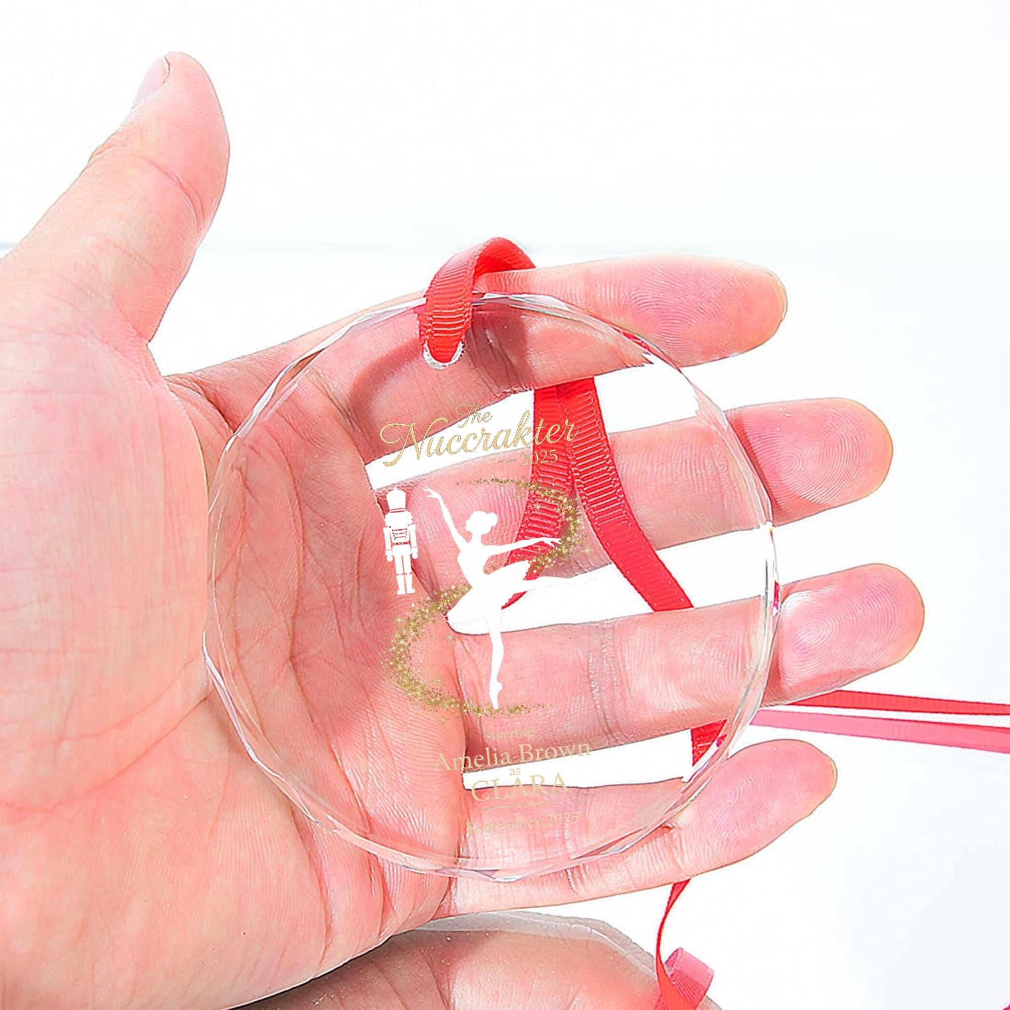 Personalised Glass Ballet Ornament – ‘Nutcracker 2025’ Round Keepsake for Clara Role image 3