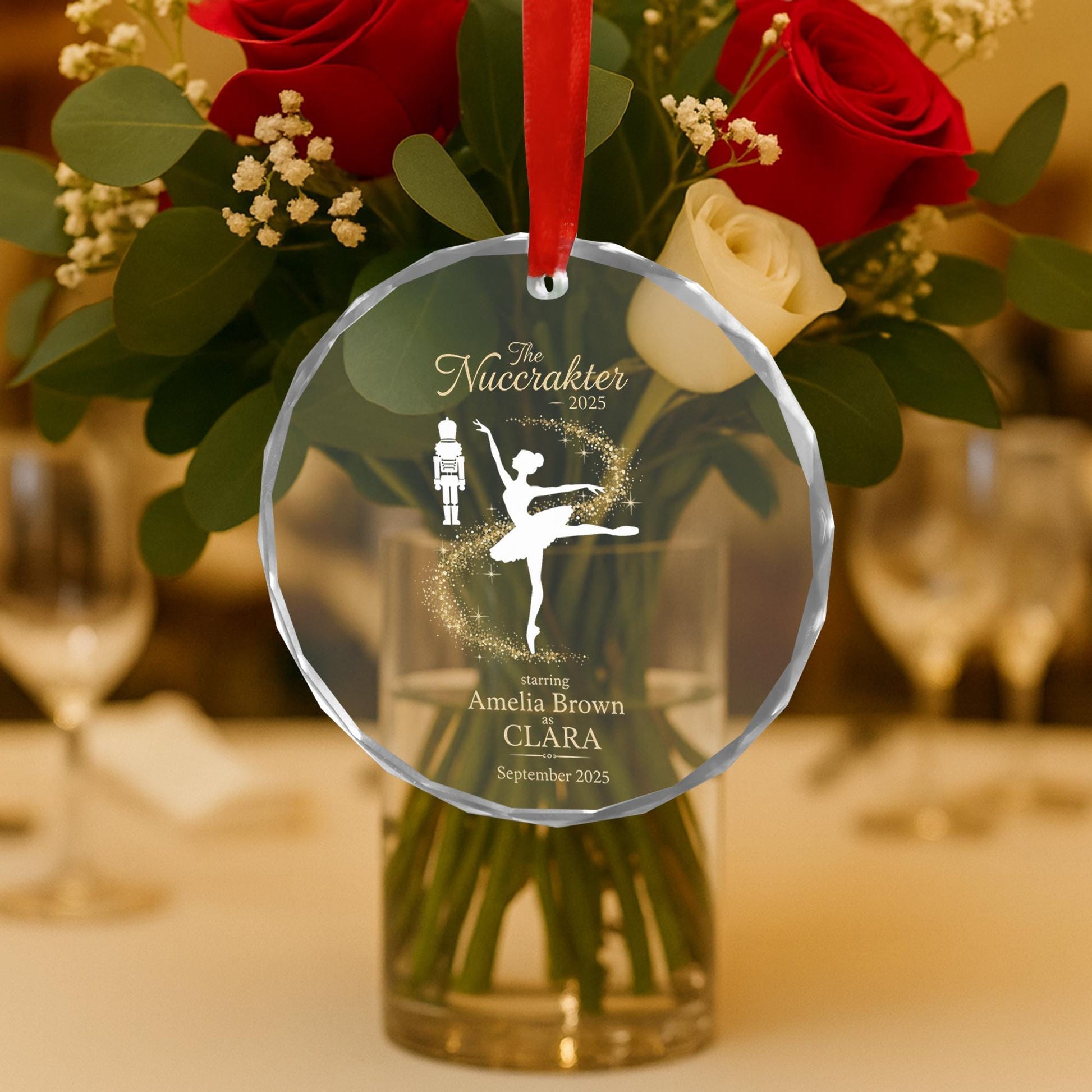 Personalised Glass Ballet Ornament – ‘Nutcracker 2025’ Round Keepsake for Clara Role image 4