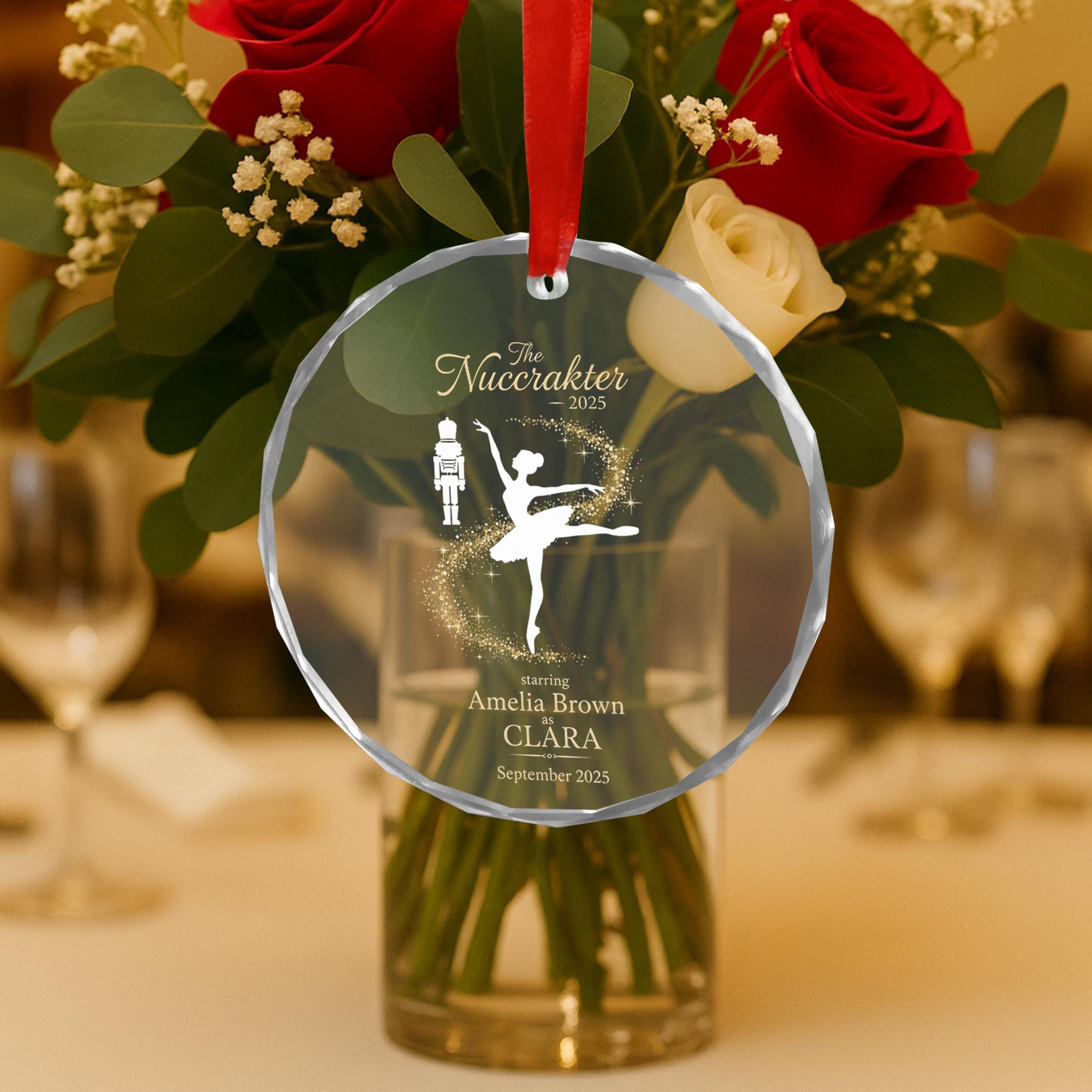 Personalised Glass Ballet Ornament – ‘Nutcracker 2025’ Round Keepsake for Clara Role image 4