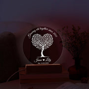 Personalised LED Wood-Base Light – Acrylic Disc Lamp with Custom Name & Date image 1