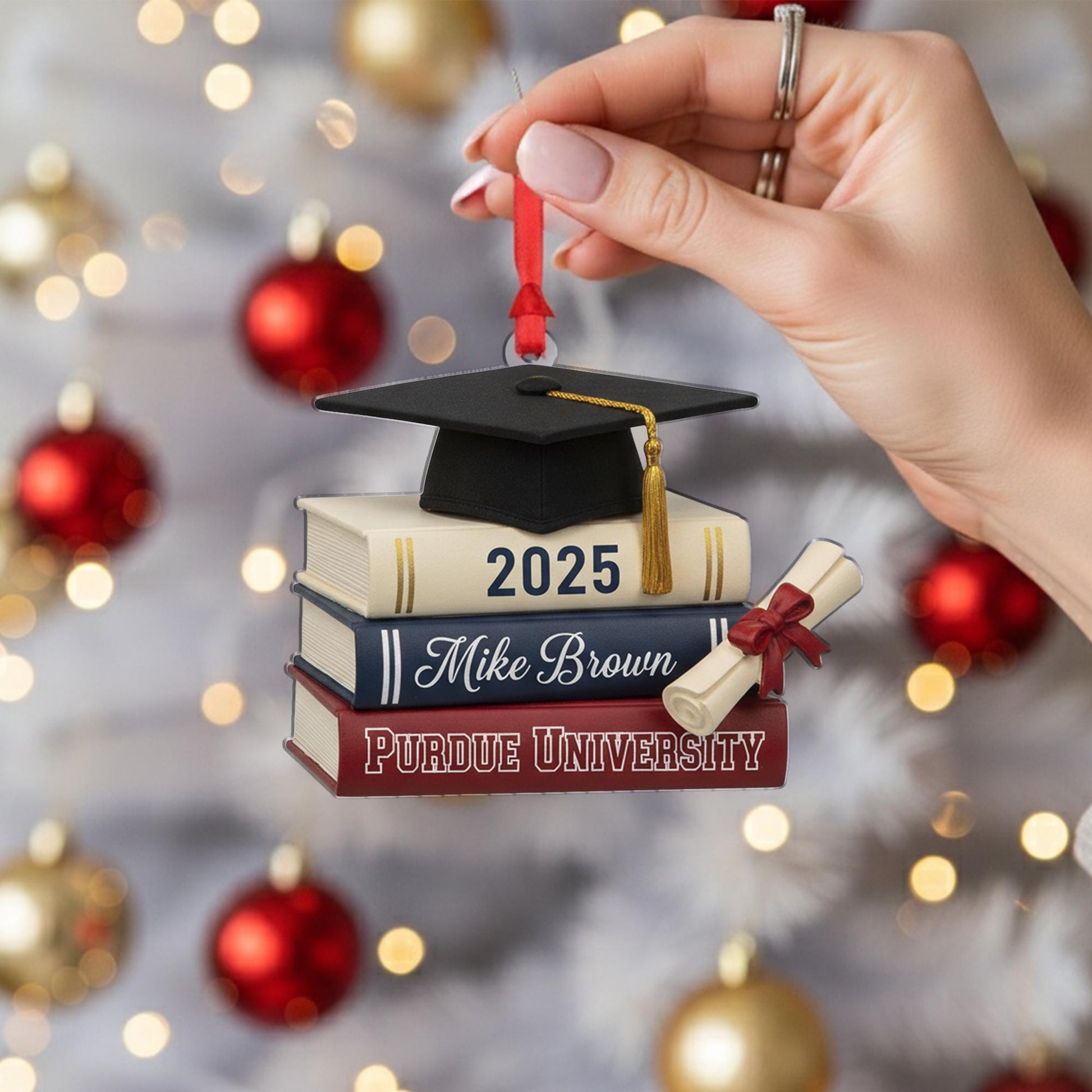 Personalised Graduation Ornament – 2025 Year Stack Books Decoration image 5