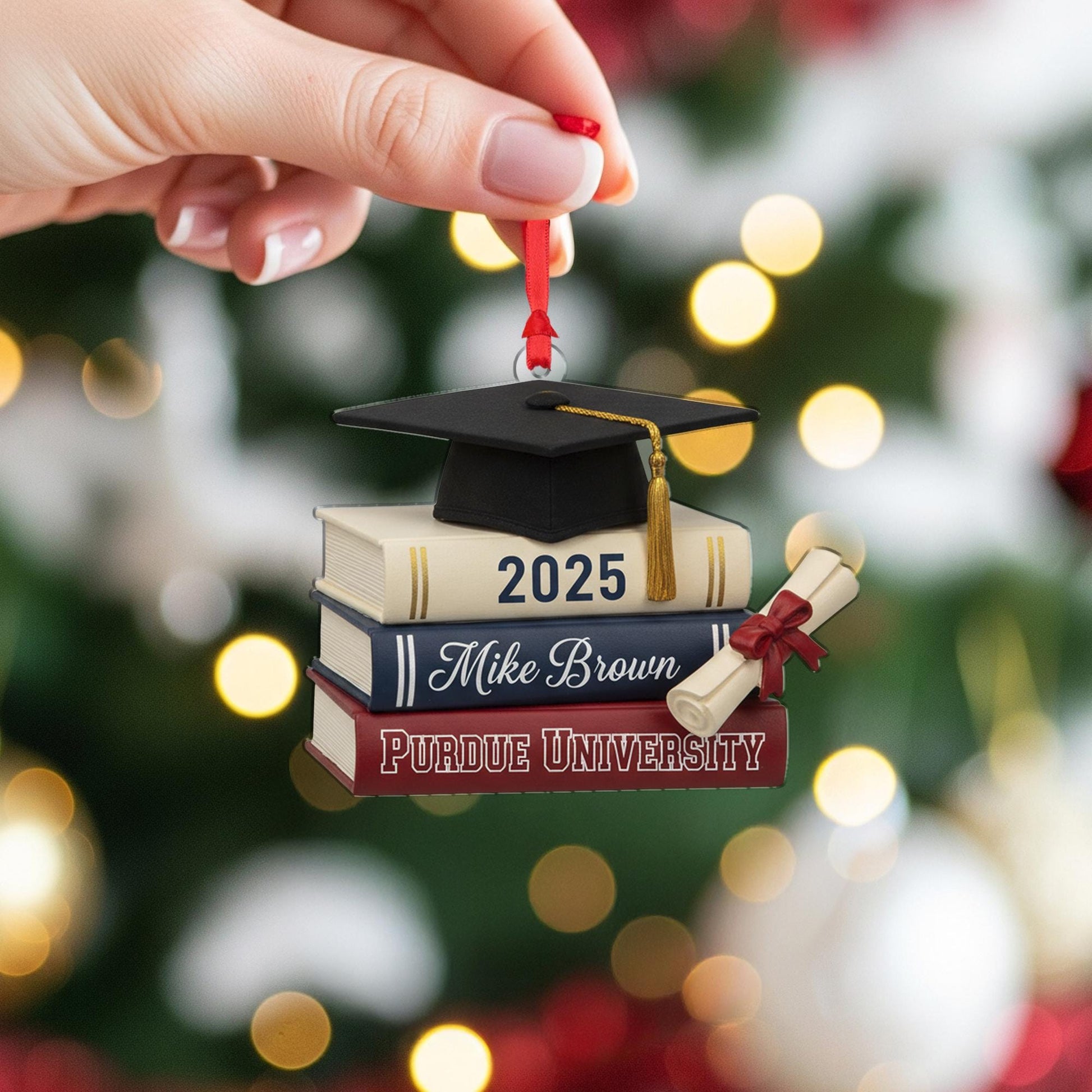 Personalised Graduation Ornament – 2025 Year Stack Books Decoration image 4