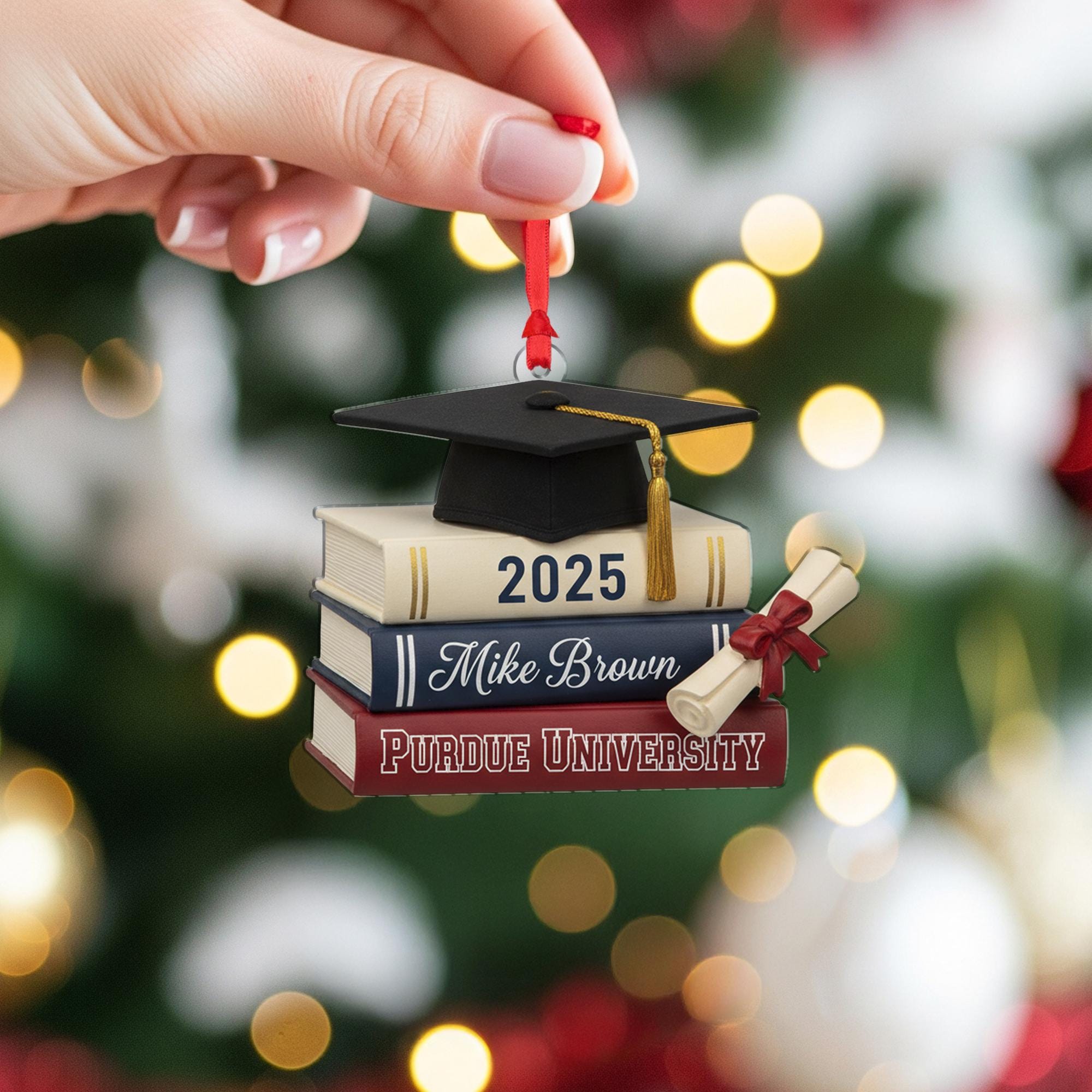 Personalised Graduation Ornament – 2025 Year Stack Books Decoration image 4