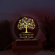 Personalised 50th Anniversary LED Light – Custom Name & Date Acrylic Lamp with Wooden Base image 1