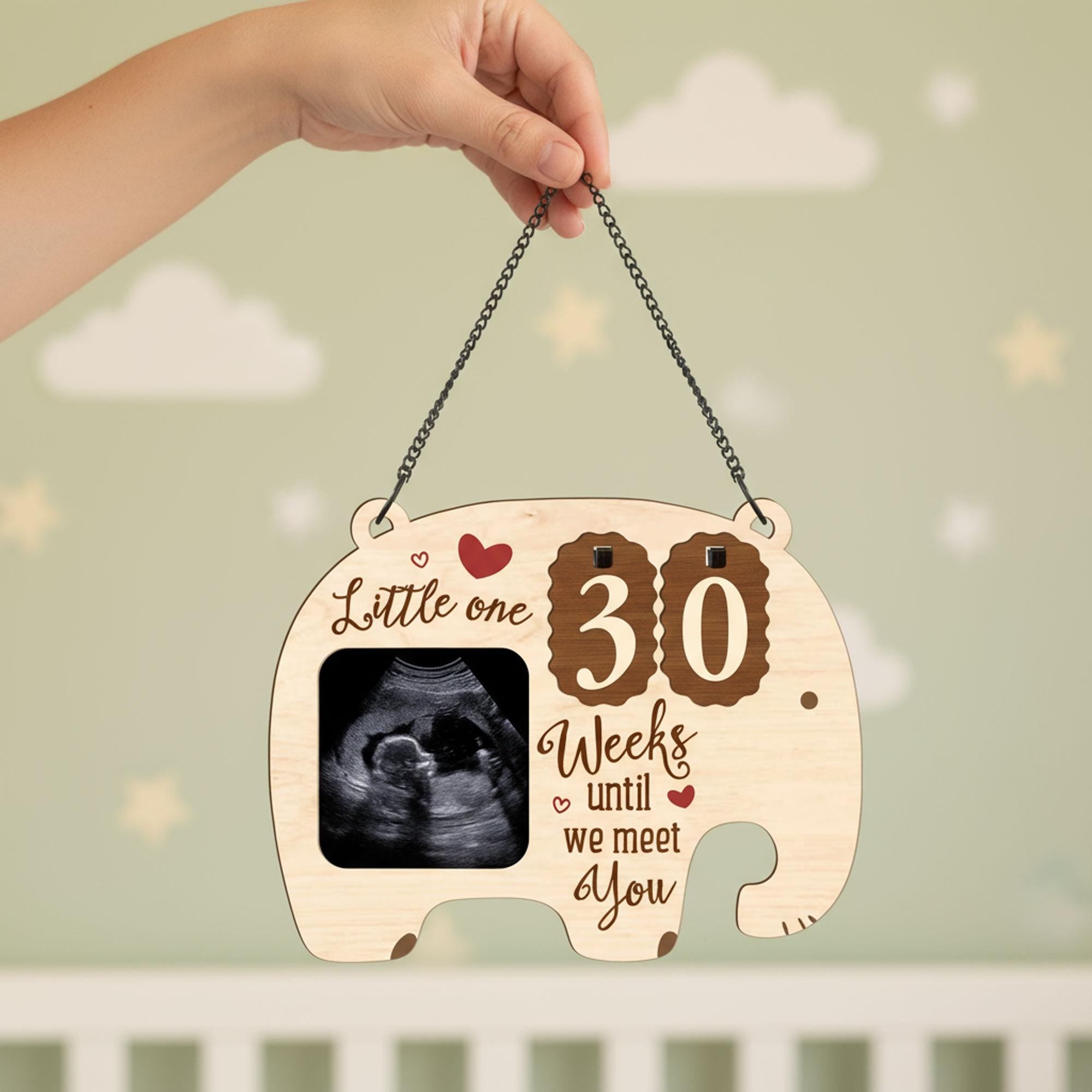Custom Baby Elephant Sonogram Picture Frame: Ultrasound Countdown Gift for Expecting Parents image 4