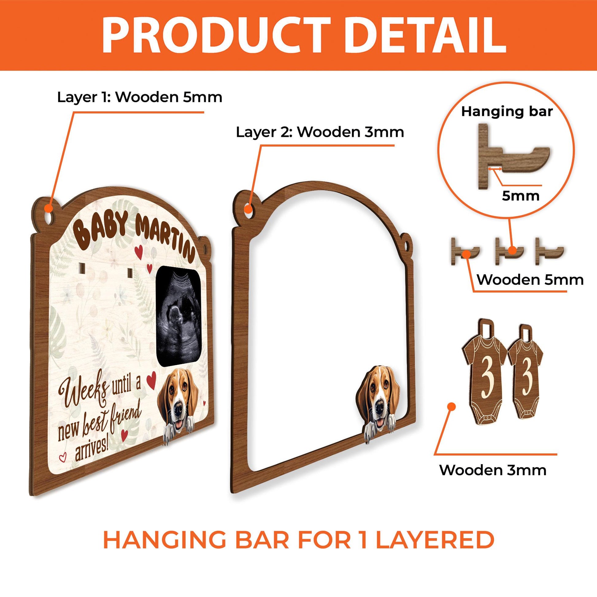 Custom Sonogram Picture Frame: Pet Dog & Baby Announcement image 8