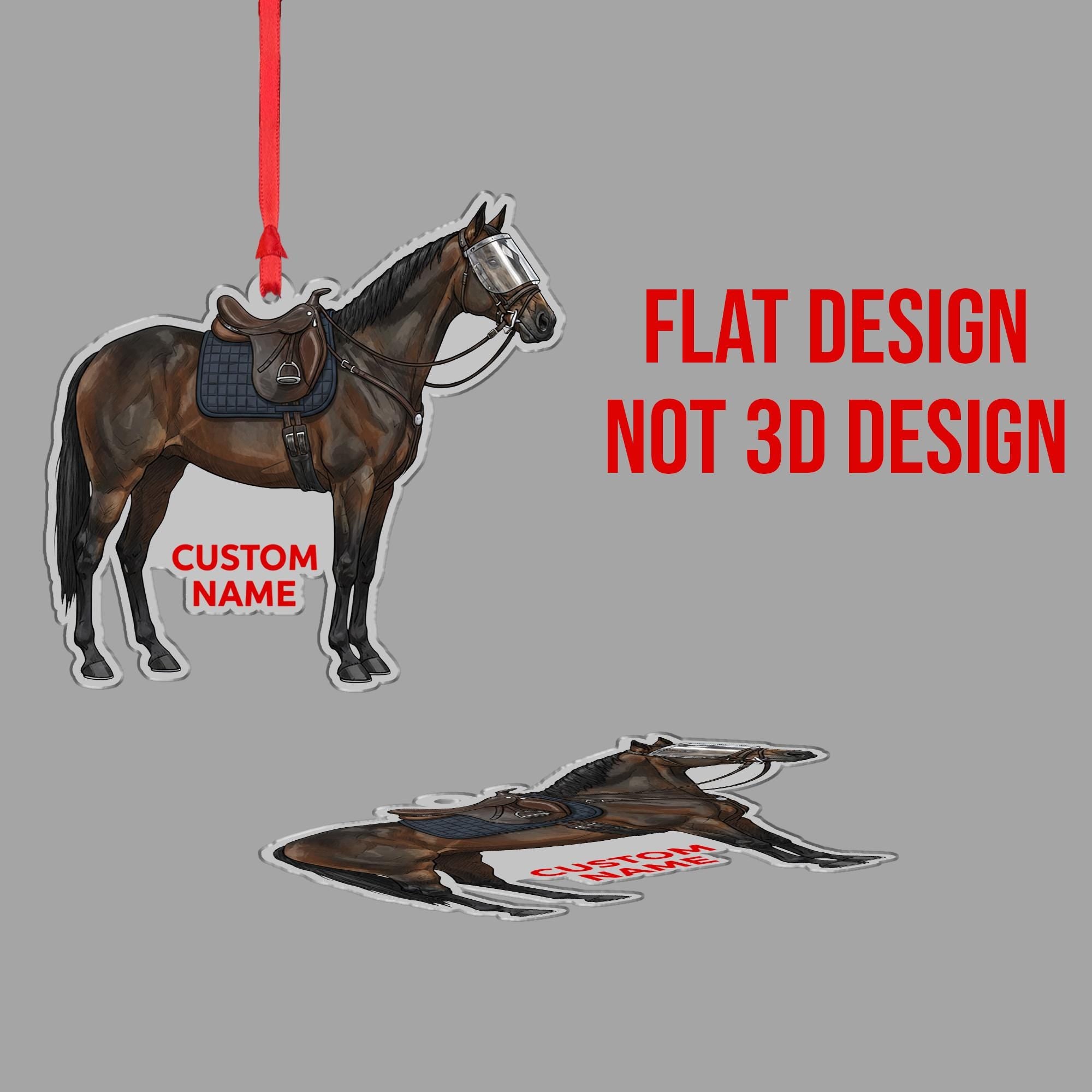 Personalized Police Horse Ornament – Custom Mounted Unit Design with Saddle and Bridle