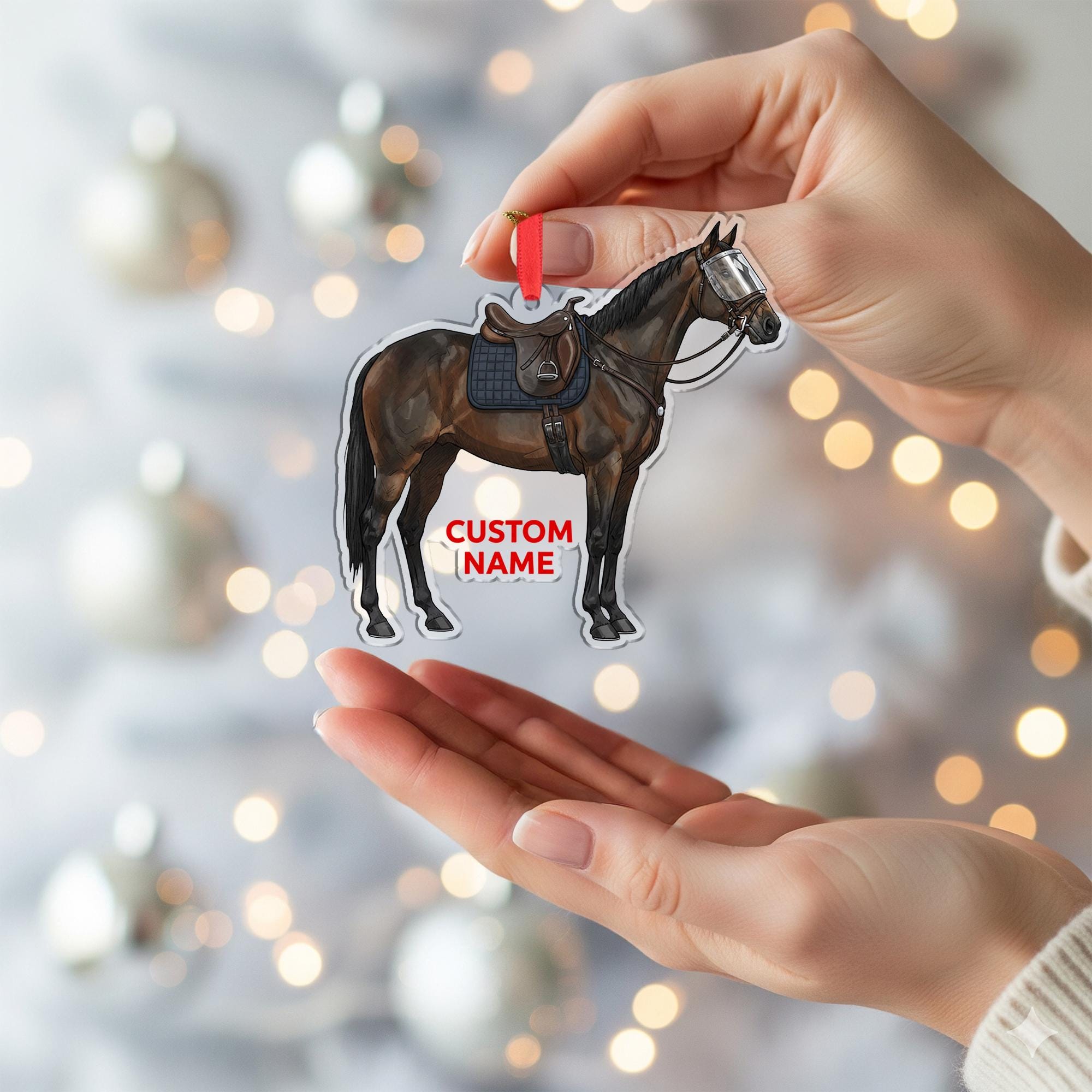 Personalized Police Horse Ornament – Custom Mounted Unit Design with Saddle and Bridle