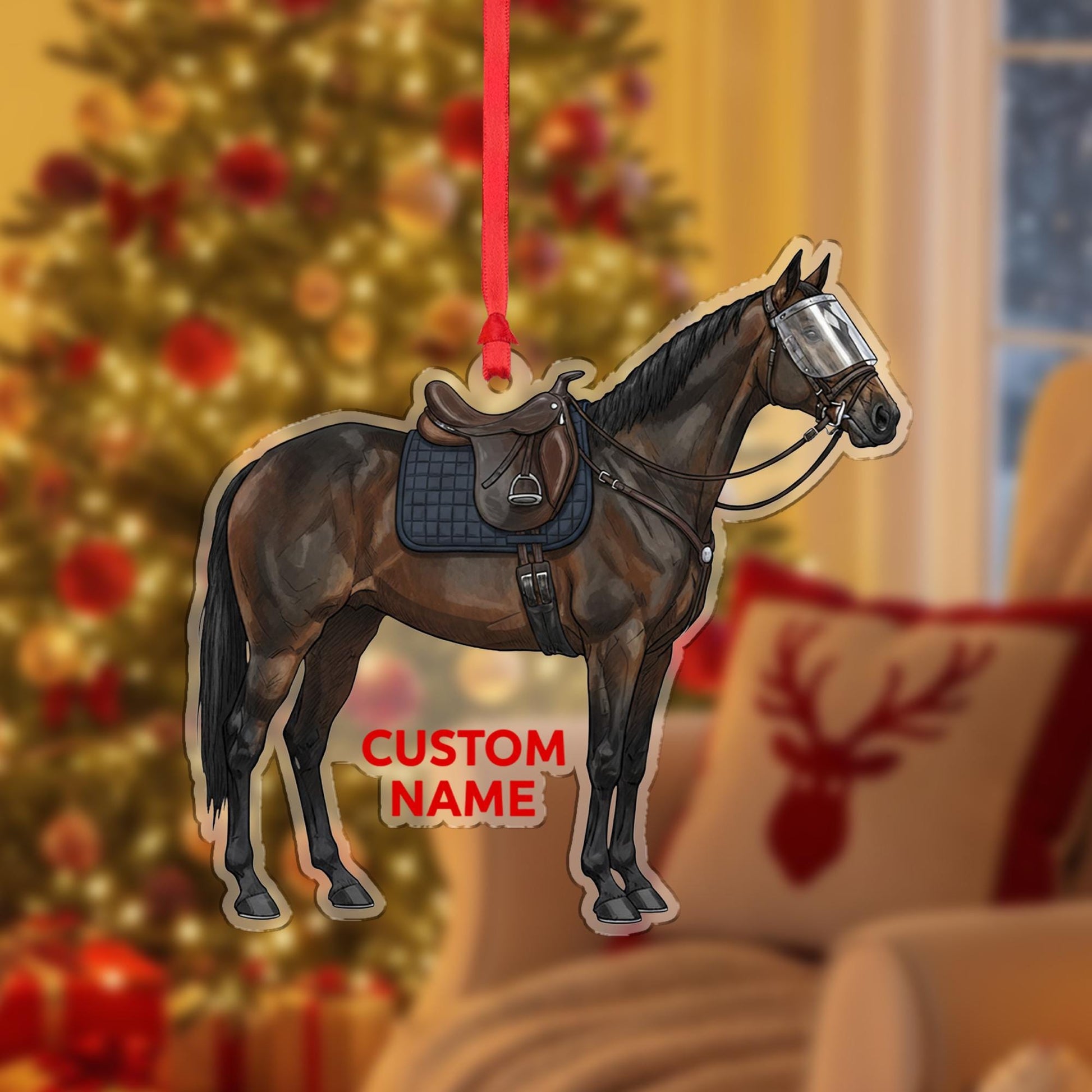 Personalized Police Horse Ornament – Custom Mounted Unit Design with Saddle and Bridle