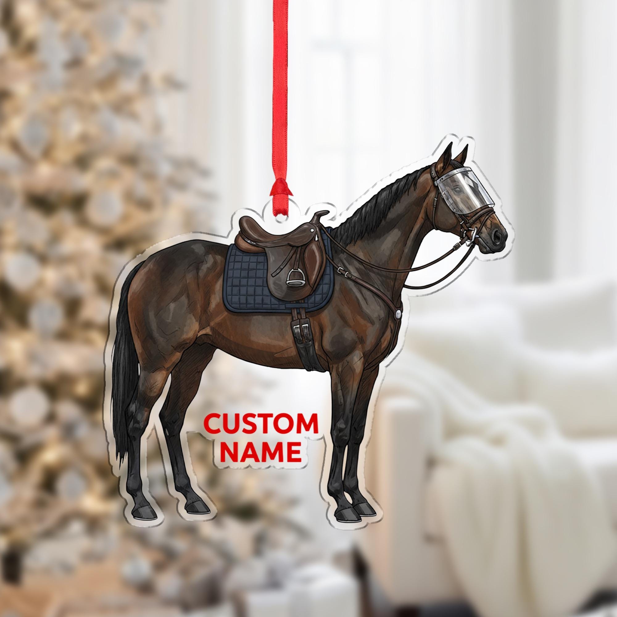 Personalized Police Horse Ornament – Custom Mounted Unit Design with Saddle and Bridle