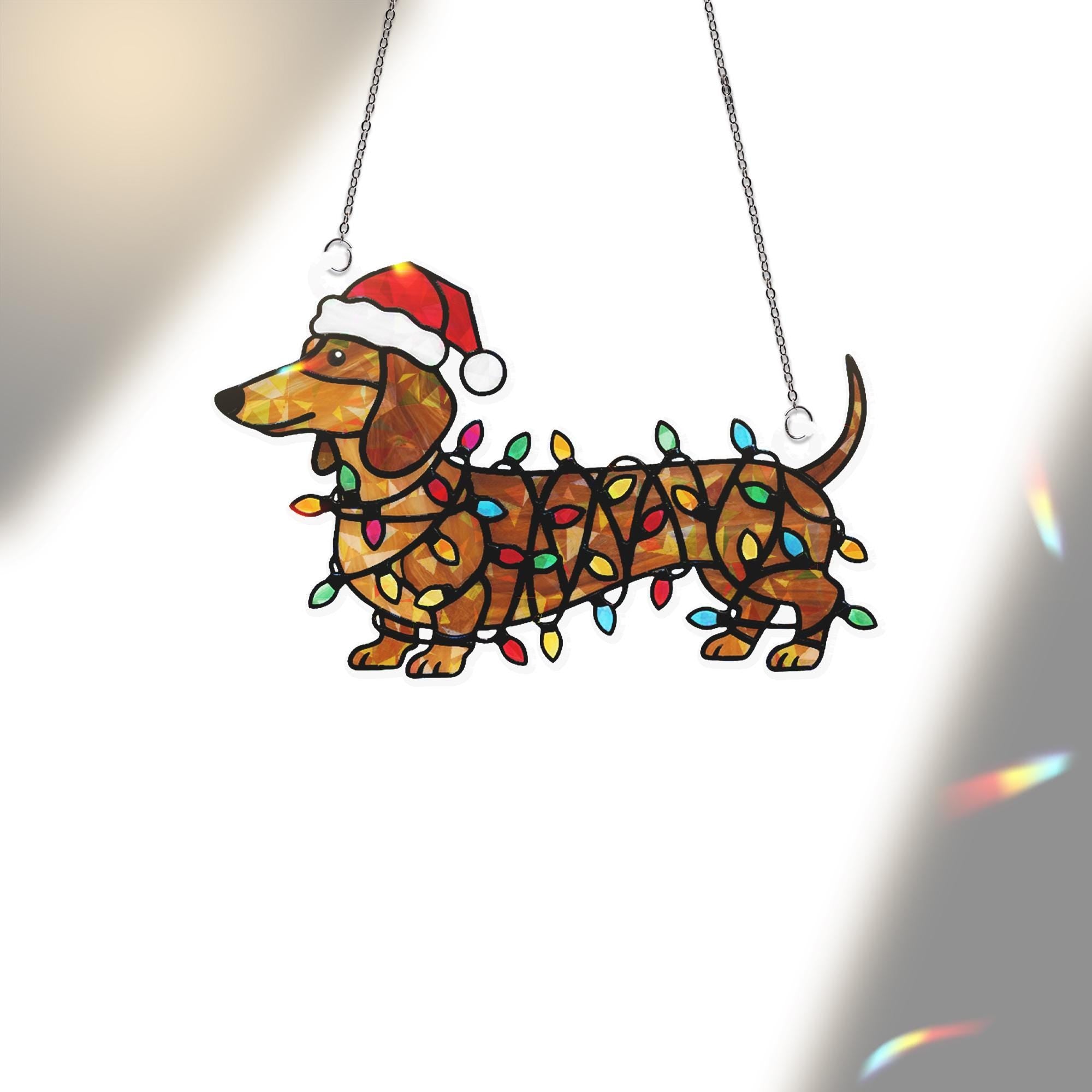 Hologram Dachshund Window Hanging — Acrylic Dog Suncatcher Decor