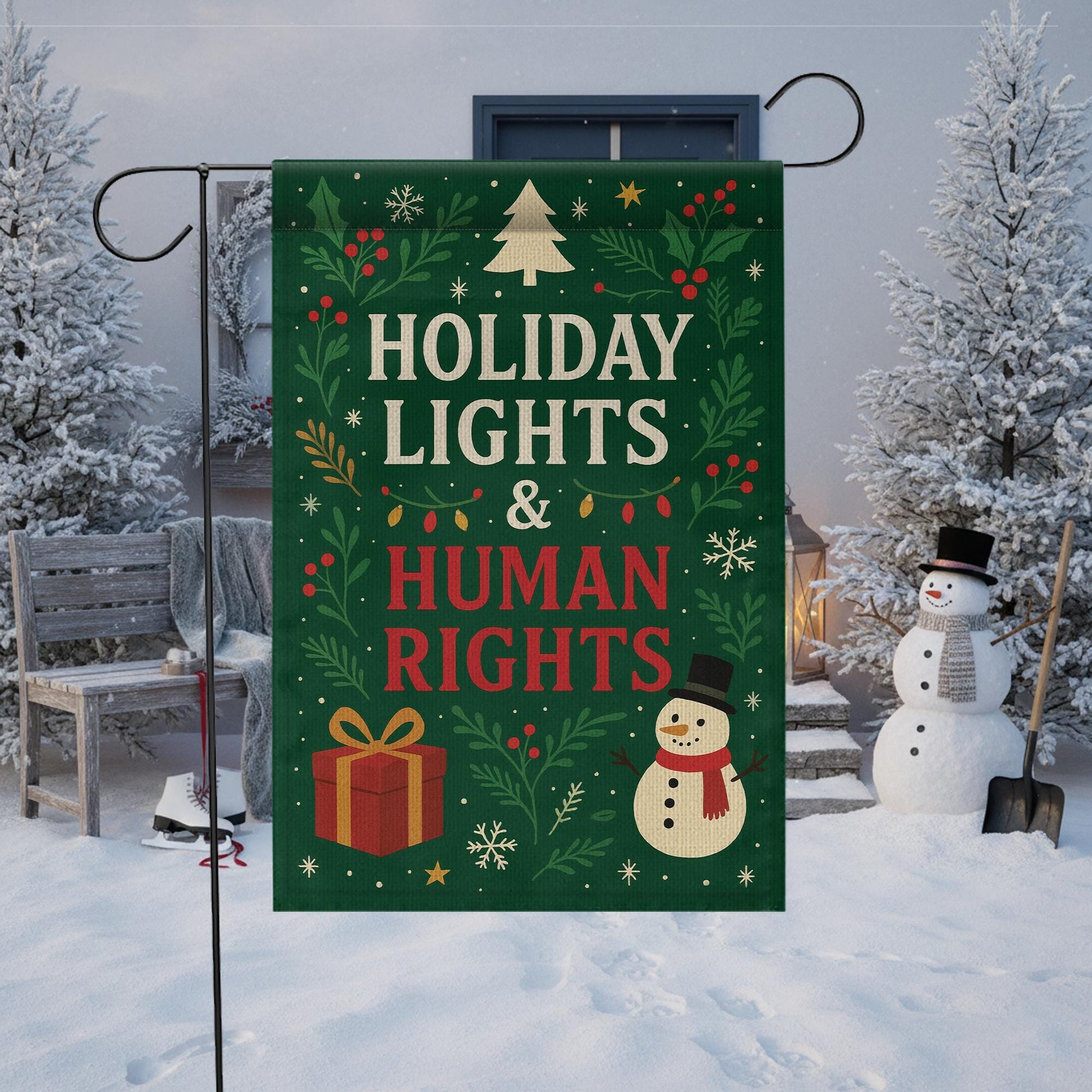 Holiday Lights & Human Rights Garden Flag: Statement Flag Gift