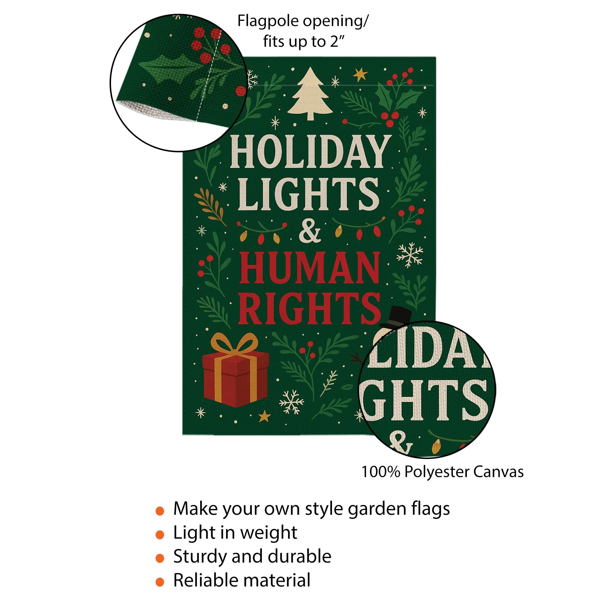 Holiday Lights & Human Rights Garden Flag: Statement Flag Gift