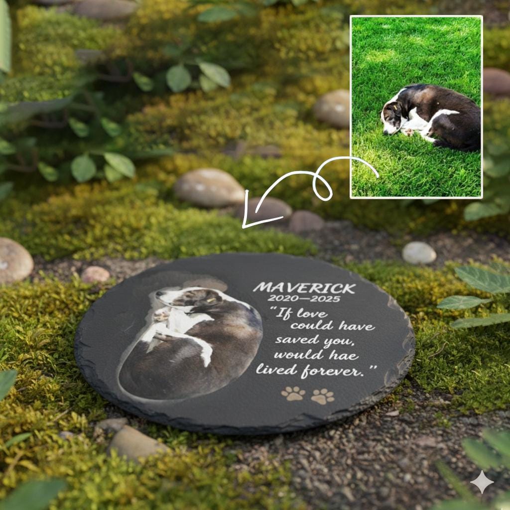 Personalized Pet Memorial Garden Stone — Dog Grave Marker with Custom Name
