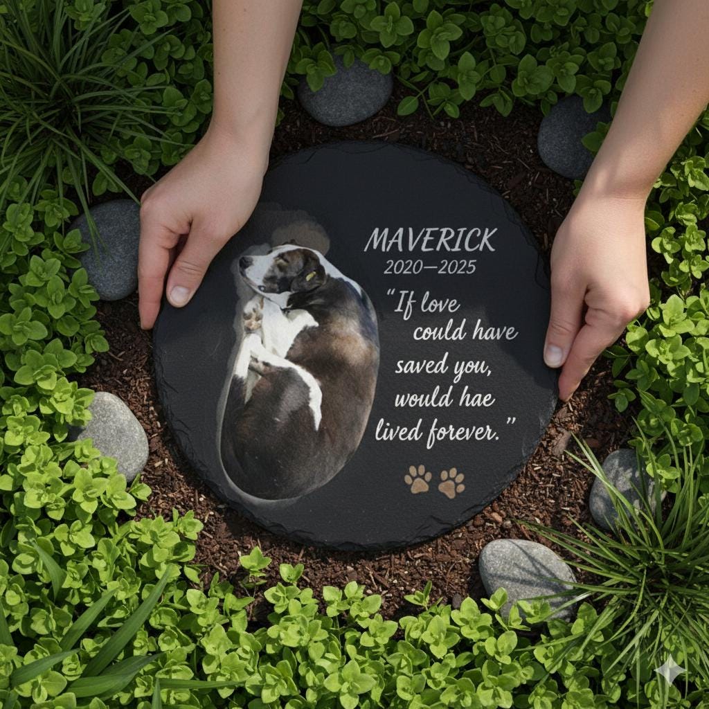 Personalized Pet Memorial Garden Stone — Dog Grave Marker with Custom Name