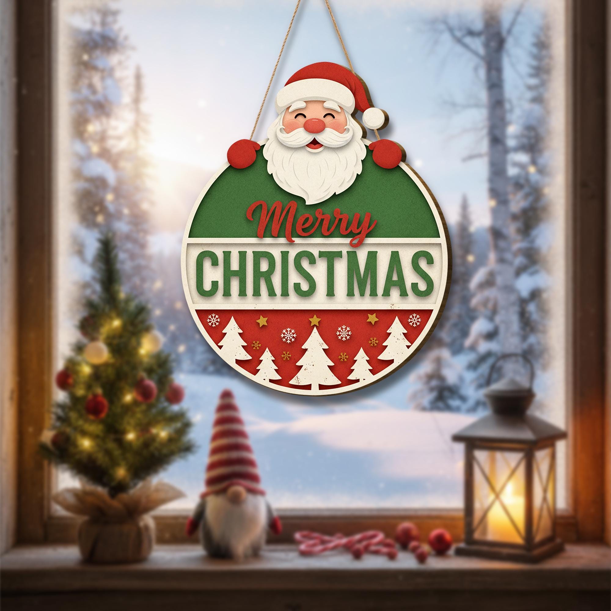 Merry Christmas Door Sign: Santa Welcome Sign