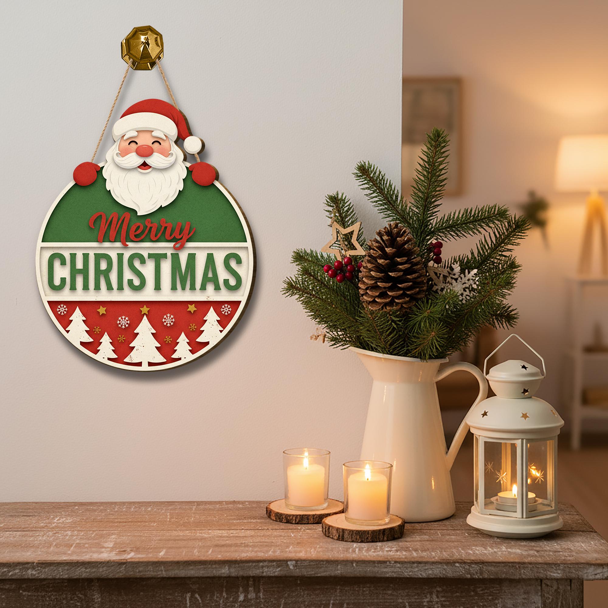 Merry Christmas Door Sign: Santa Welcome Sign
