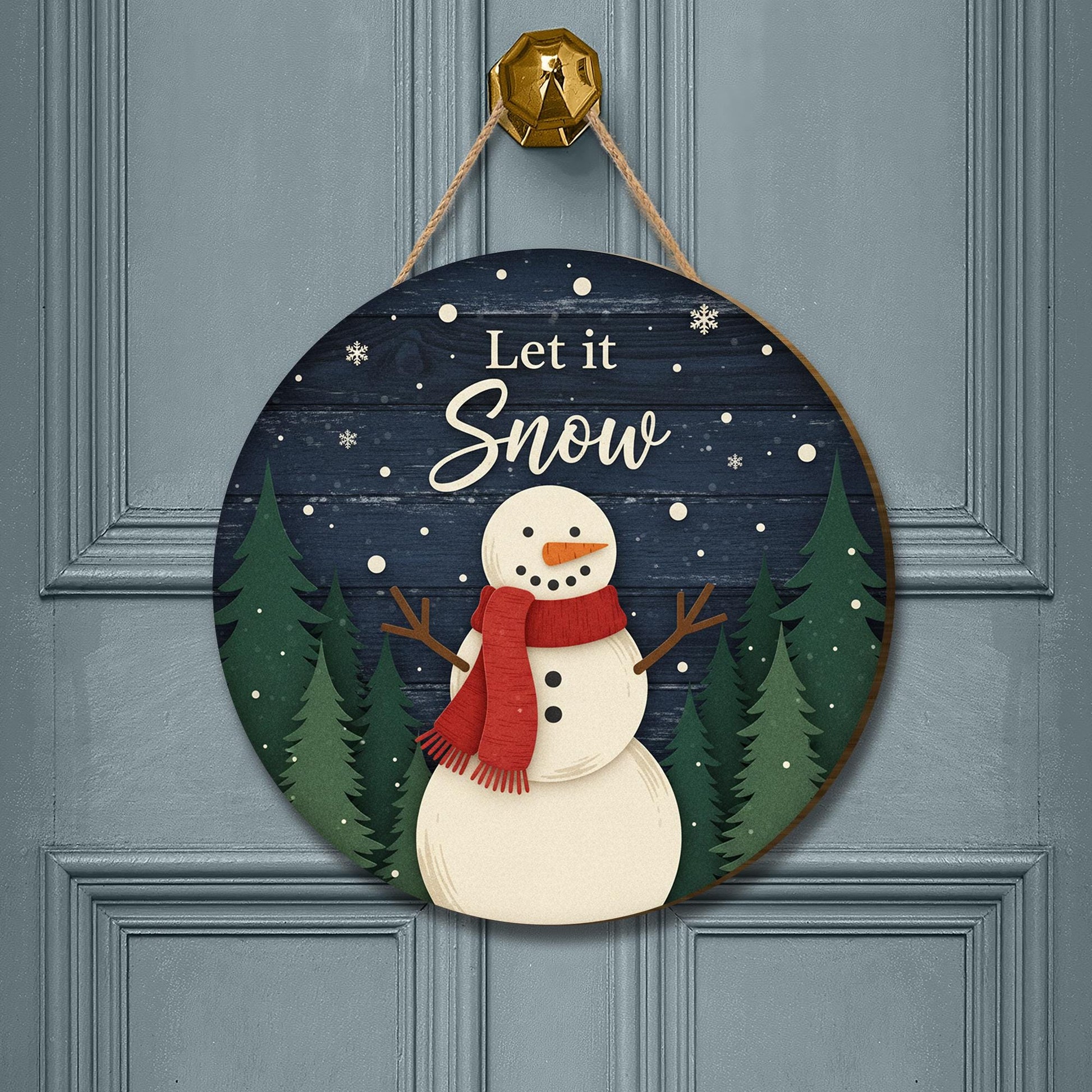 Let It Snow Door Sign: Rustic Holiday Welcome Sign