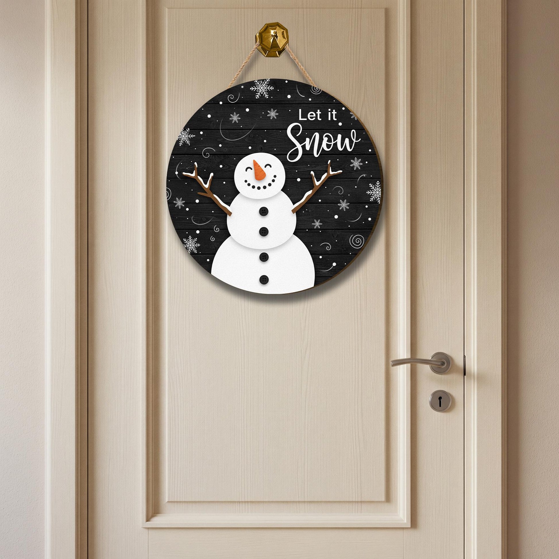 Winter Holiday Welcome Sign: Rustic Snowman Door Decoration