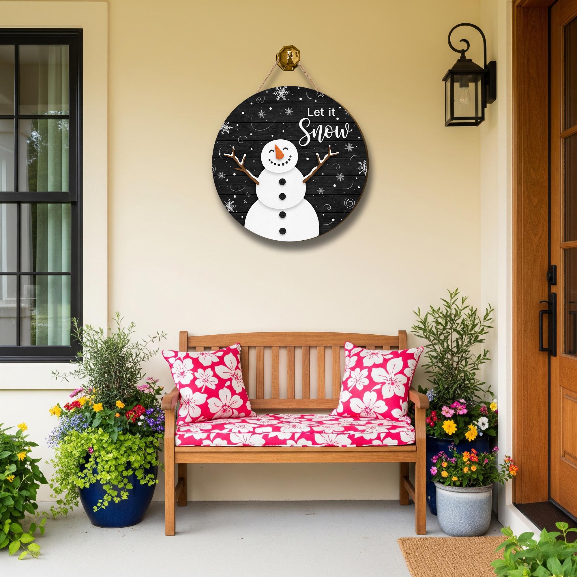 Winter Holiday Welcome Sign: Rustic Snowman Door Decoration