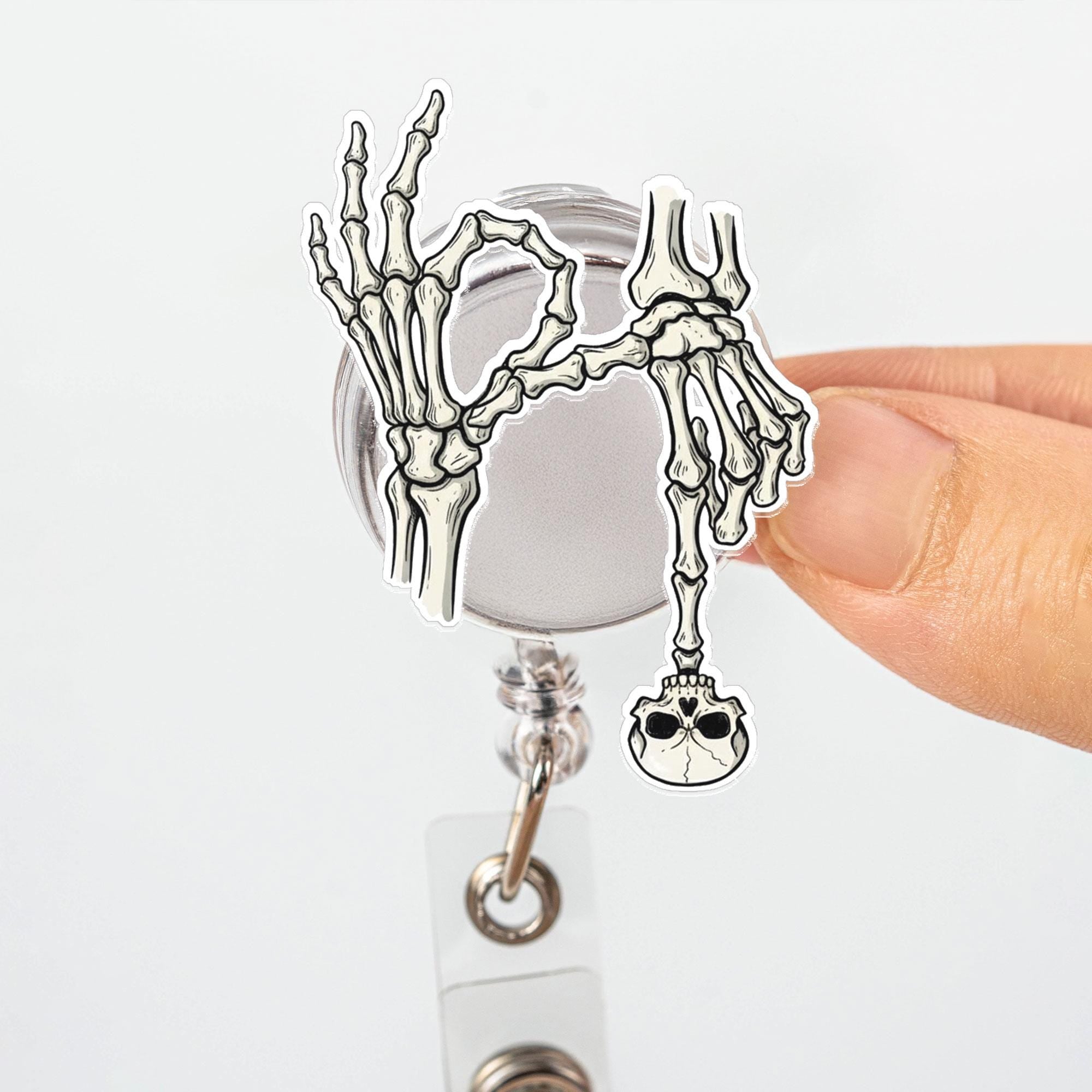 Halloween 67 Skeleton Hands Badge Reel: ID Holder, Funny Meme Accessories