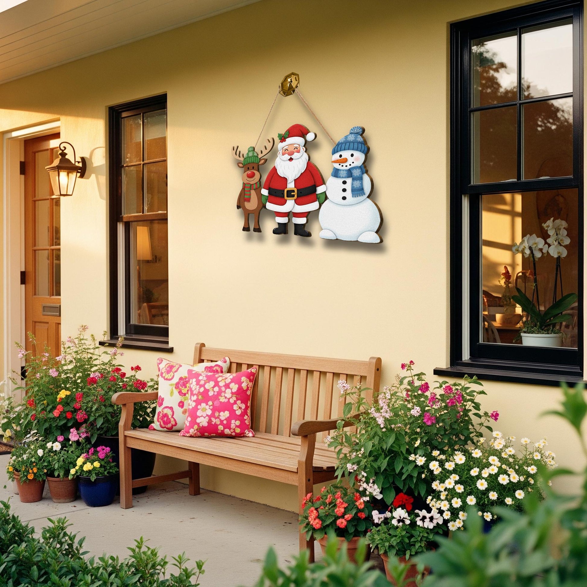 Christmas door sign – Santa Reindeer Snowman Welcome Sign