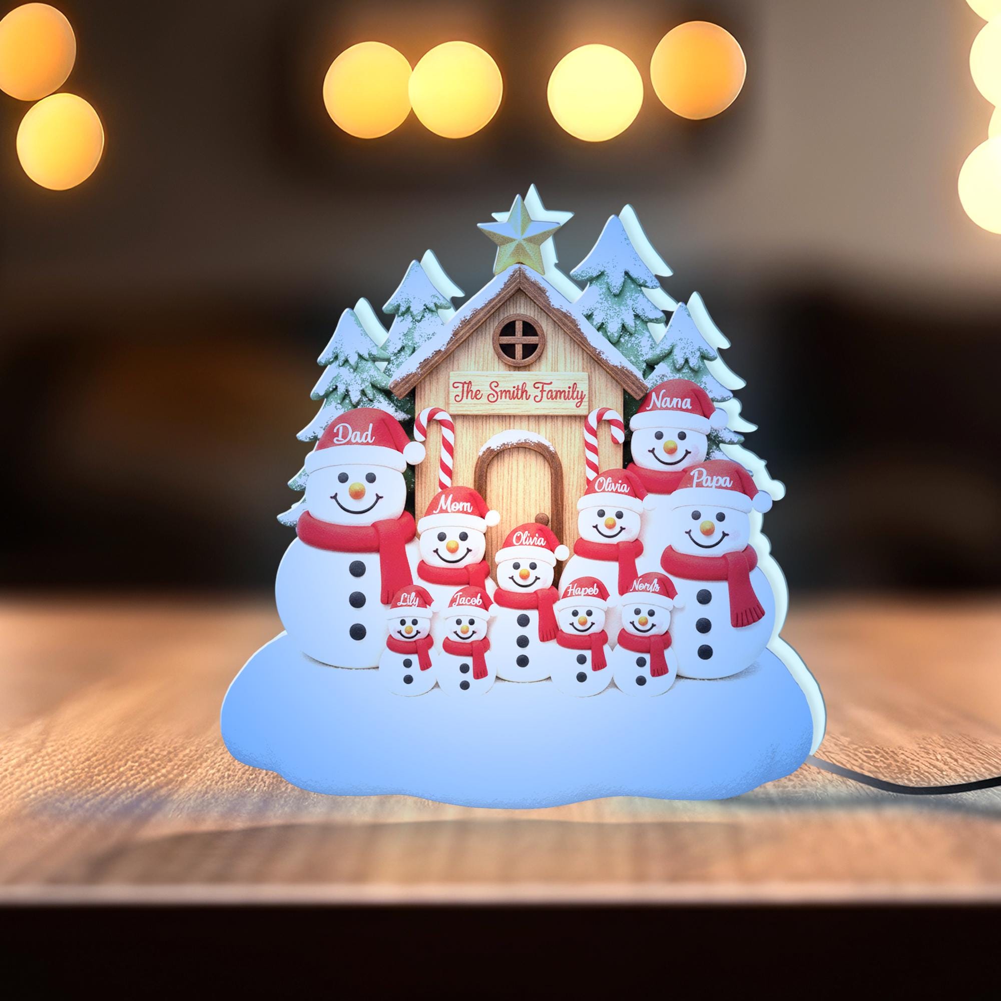 Custom Family Snowman Light Box: Personalized Christmas LED Decor image 5
