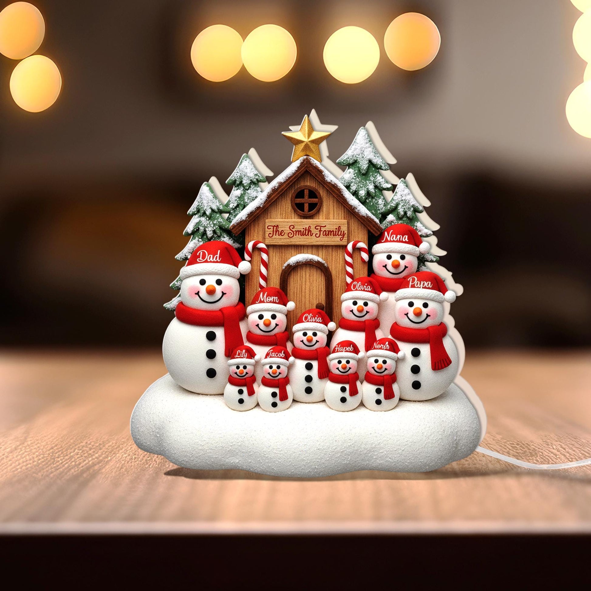 Custom Family Snowman Light Box: Personalized Christmas LED Decor image 2